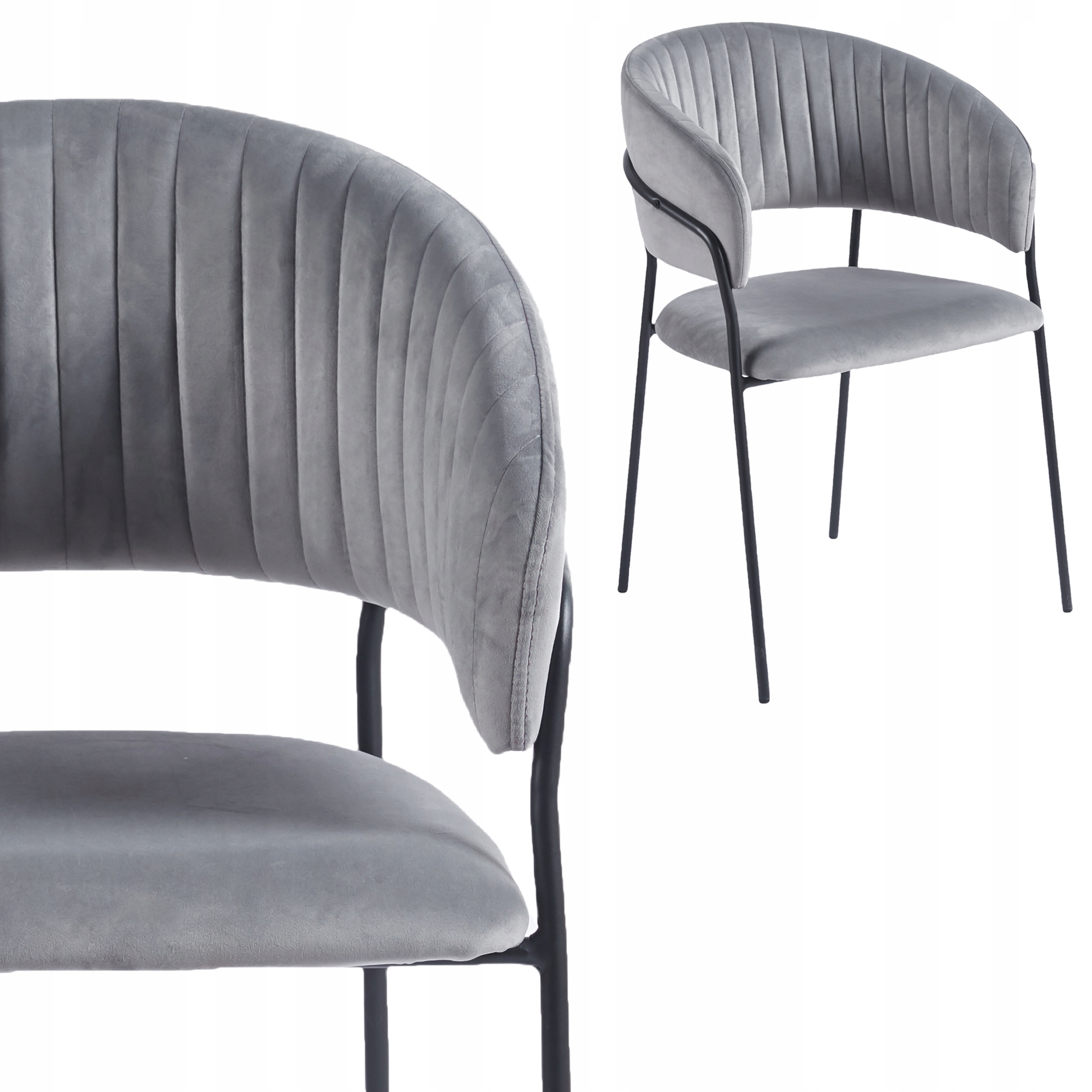 Čalúnené Kreslo Do Jedálne, Obývačky, Velvetové Kreslo, Sivé, Veľké, XL