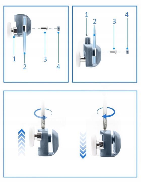 Komplet Rolek Do Kabiny Prysznicowej 8szt Rolki Typ rolka