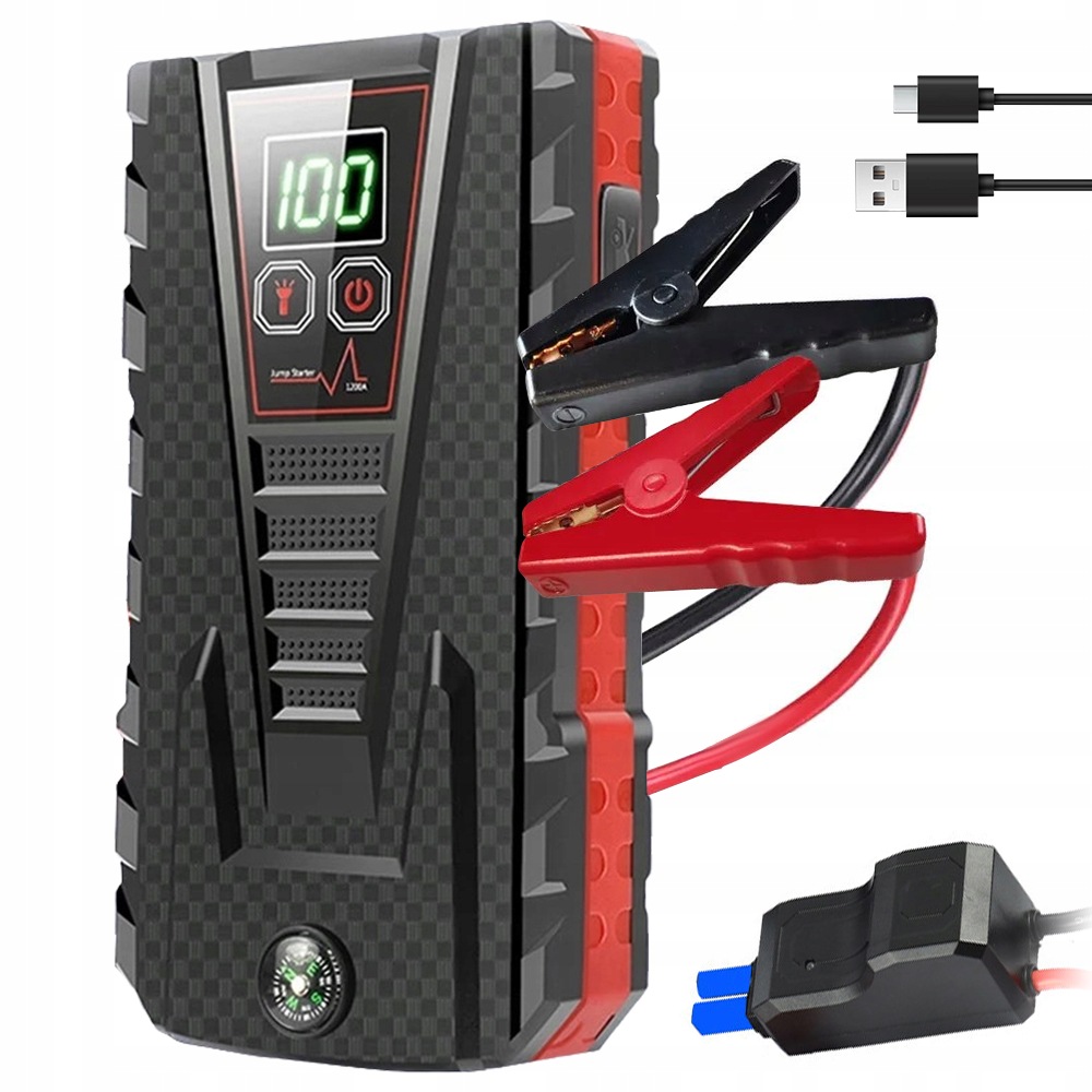 Rozruch Do Samochodu Booster Akumulatora Powerbank +2x Usb Latarka 99800mAh