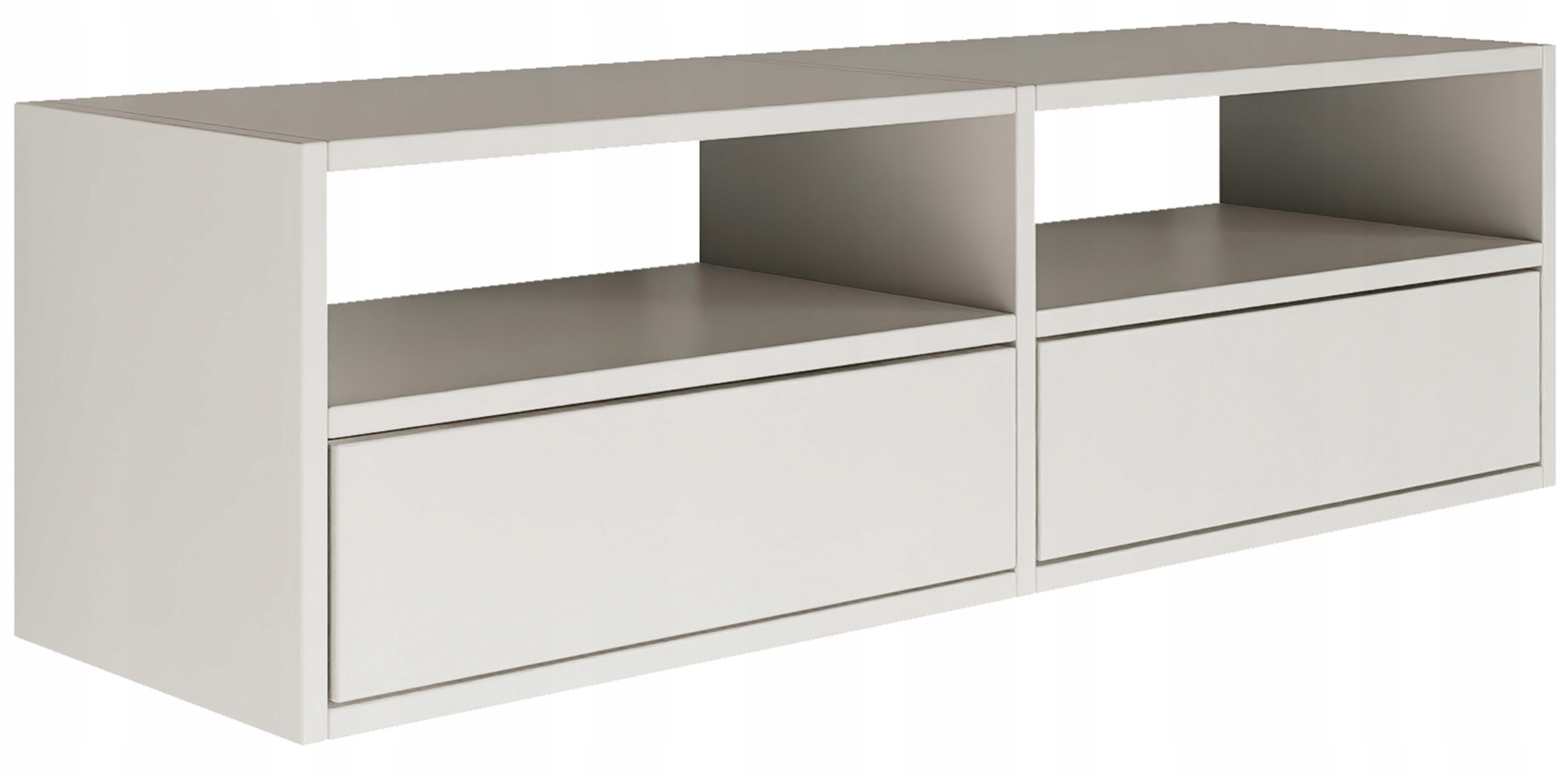 Závěsná Rtv skříňka Framme se dvěma klapkami a výklenky, 100 cm, bílá