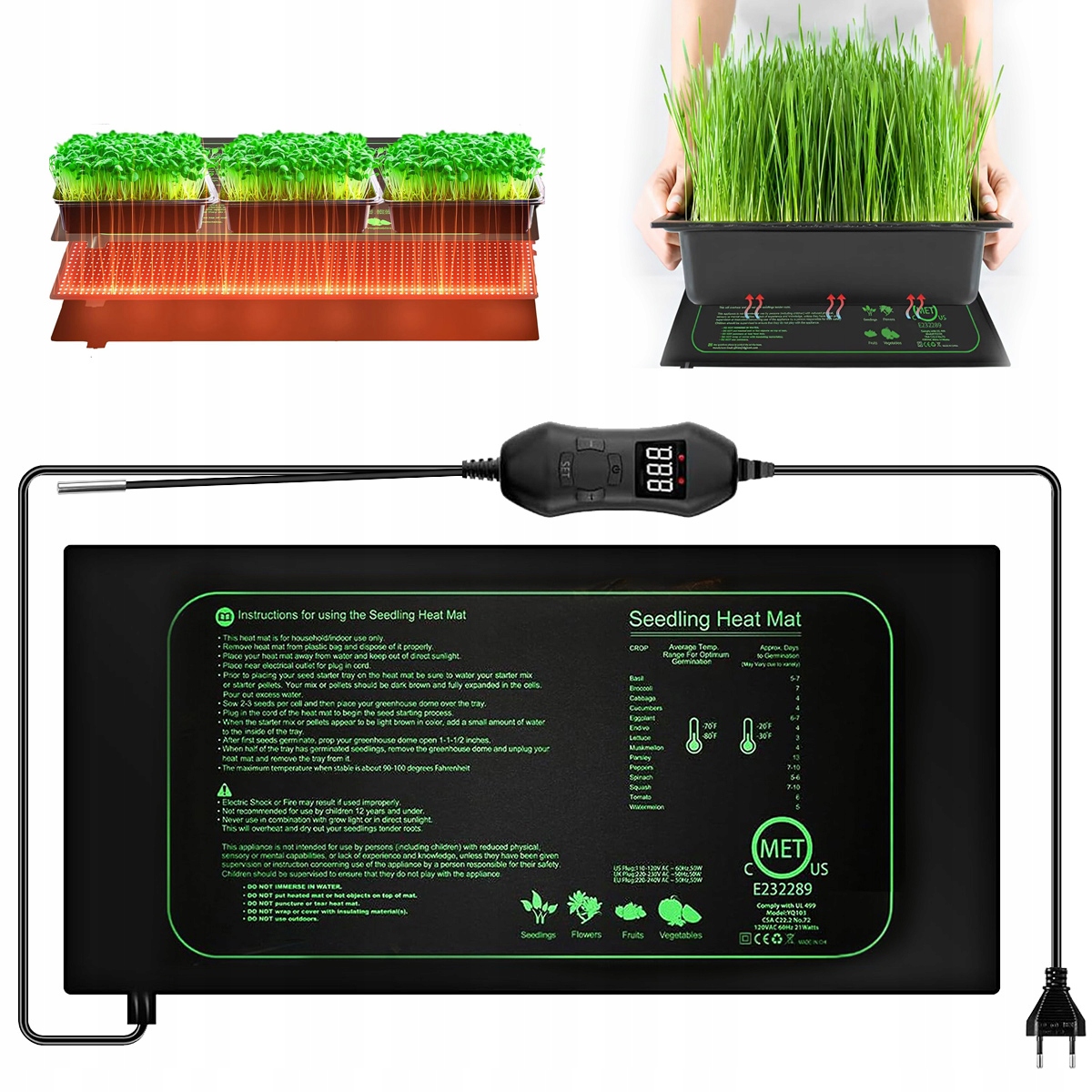 Levně Topný Rohož Do Terária 52x24m 50W Regulátor Pro Plazy Rostlin