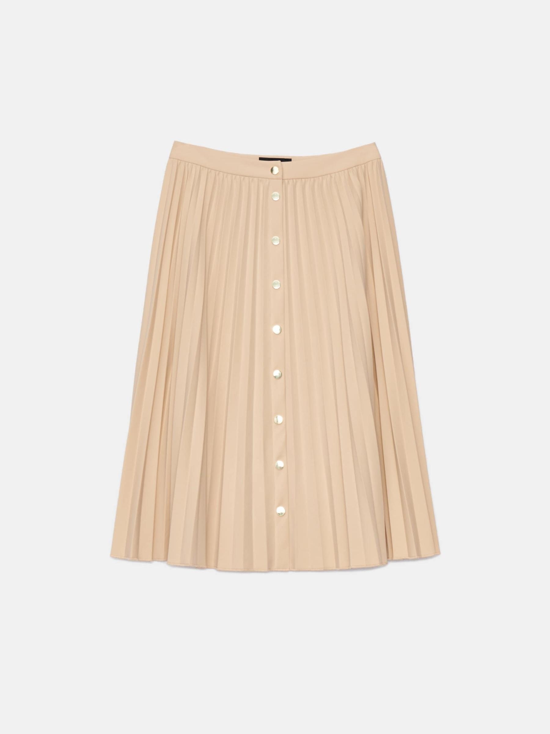 PROSTA KLASYCZNA BEŻOWA PLISOWANA SPÓDNICA MIDI ZATRZASK 40 Długość całkowita 78 cm