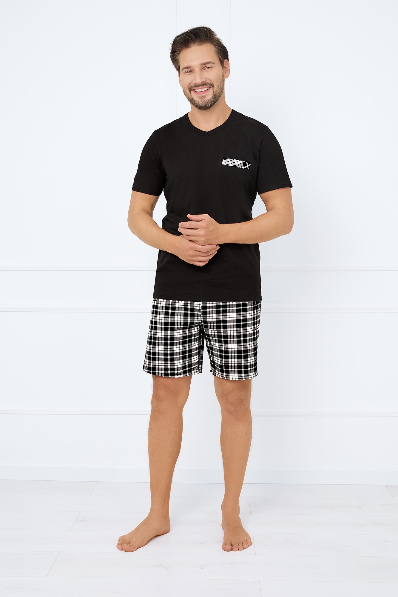 Pánské pyžamo s krátkým rukávem, krátké kalhoty Klark XXL Italian Fashion