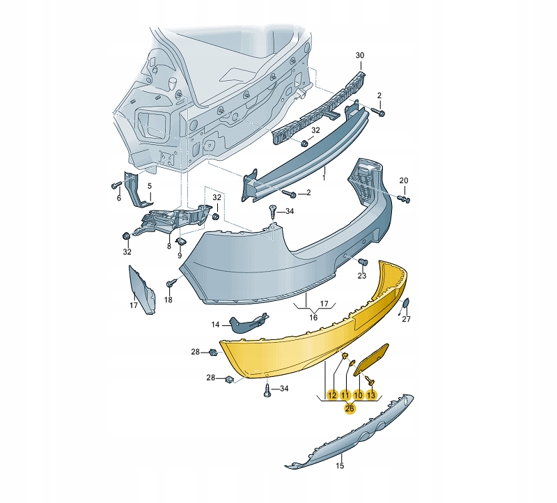 SPOJLER DOKŁADKA ZDERZAKA SPOILER VW Golf V GTI ty Numer katalogowy części 1K6807521D