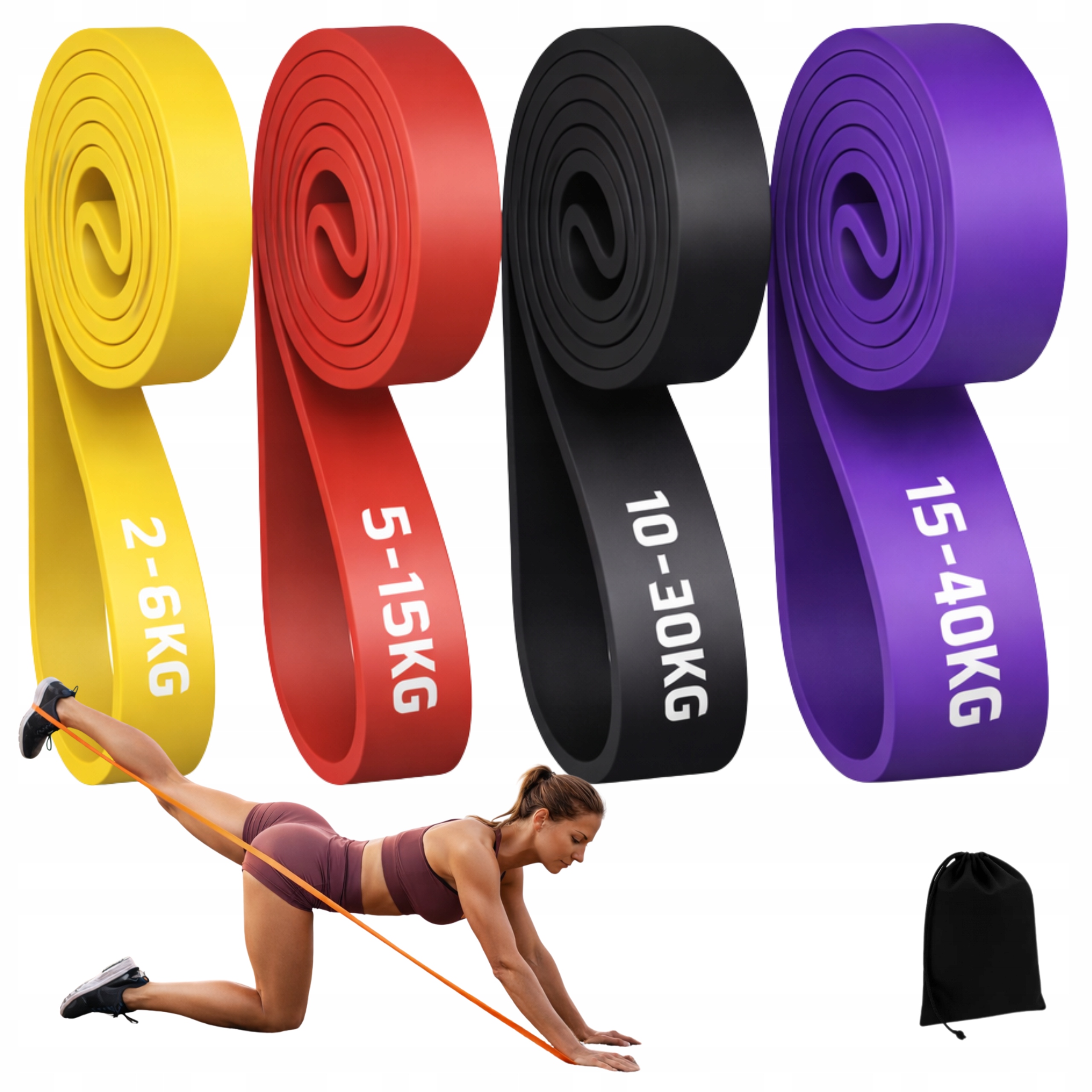 ZESTAW 4 GUM DO ĆWICZEŃ GUMY BAND OPOROWE TAŚMY FITNESS TAŚMA GUMA MOCNA