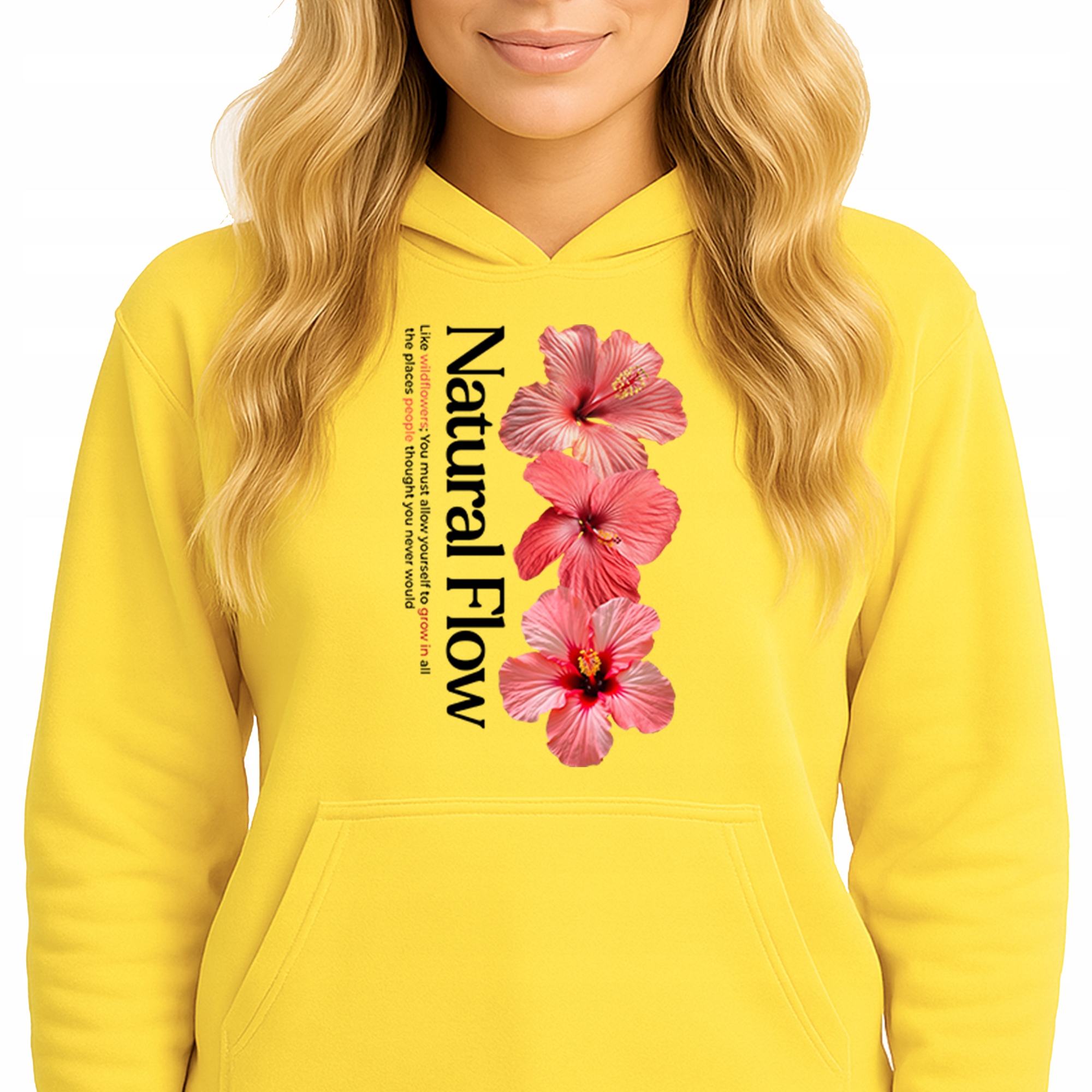 Mikina S Kapucí Hoodie Sun Yellow Bavlněná Módní Natural Flow M