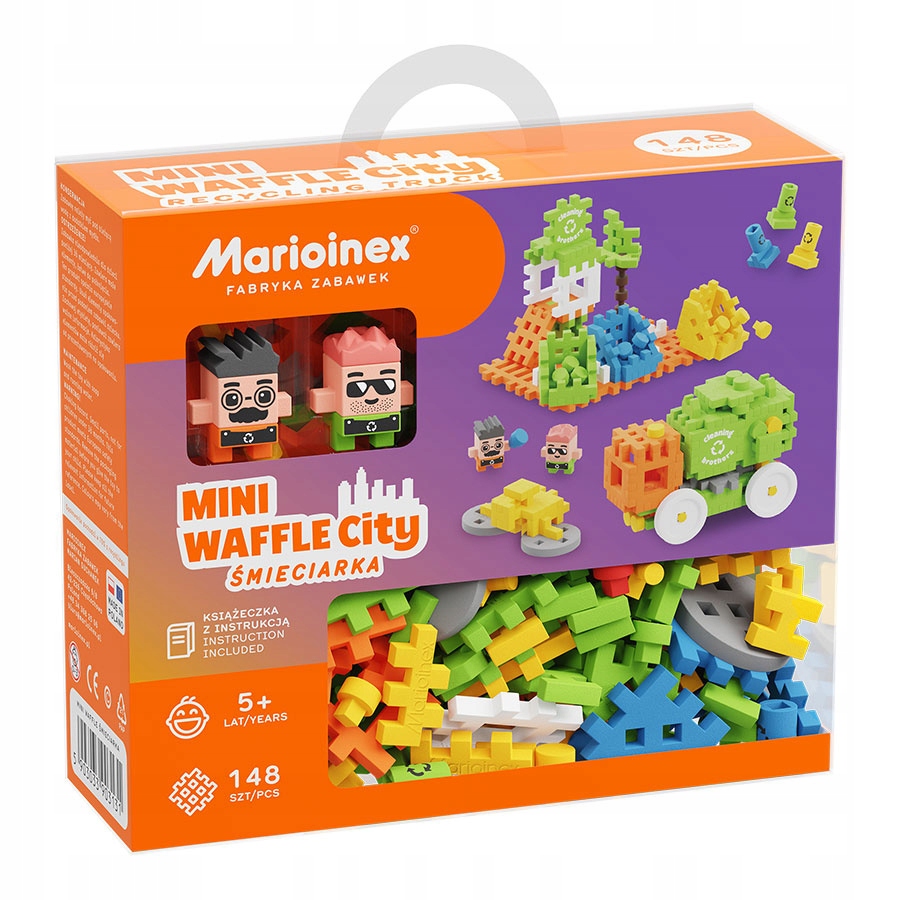 Klocki konstrukcyjne Marioinex Mini Waffle - City: Śmieciarka, 148 elementów