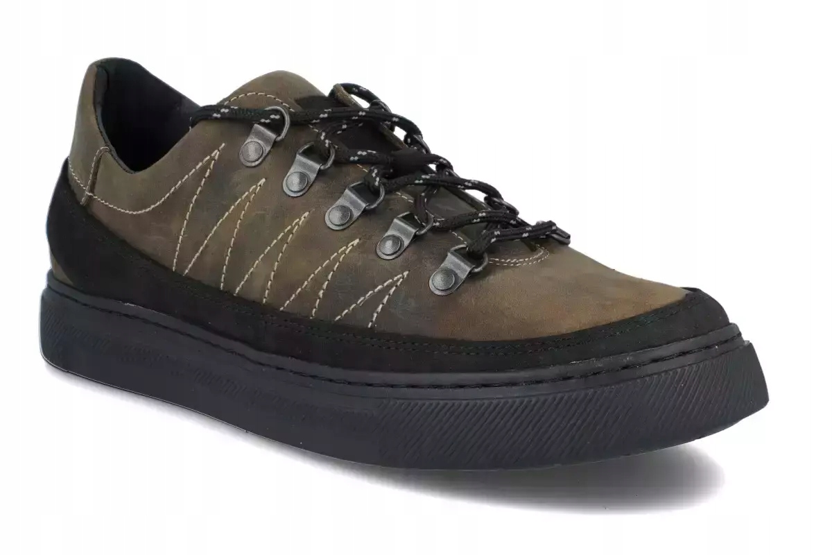 Nagaba 463 pánské podzimní polobotky olivové nubuk kožené boty Nagaba R44