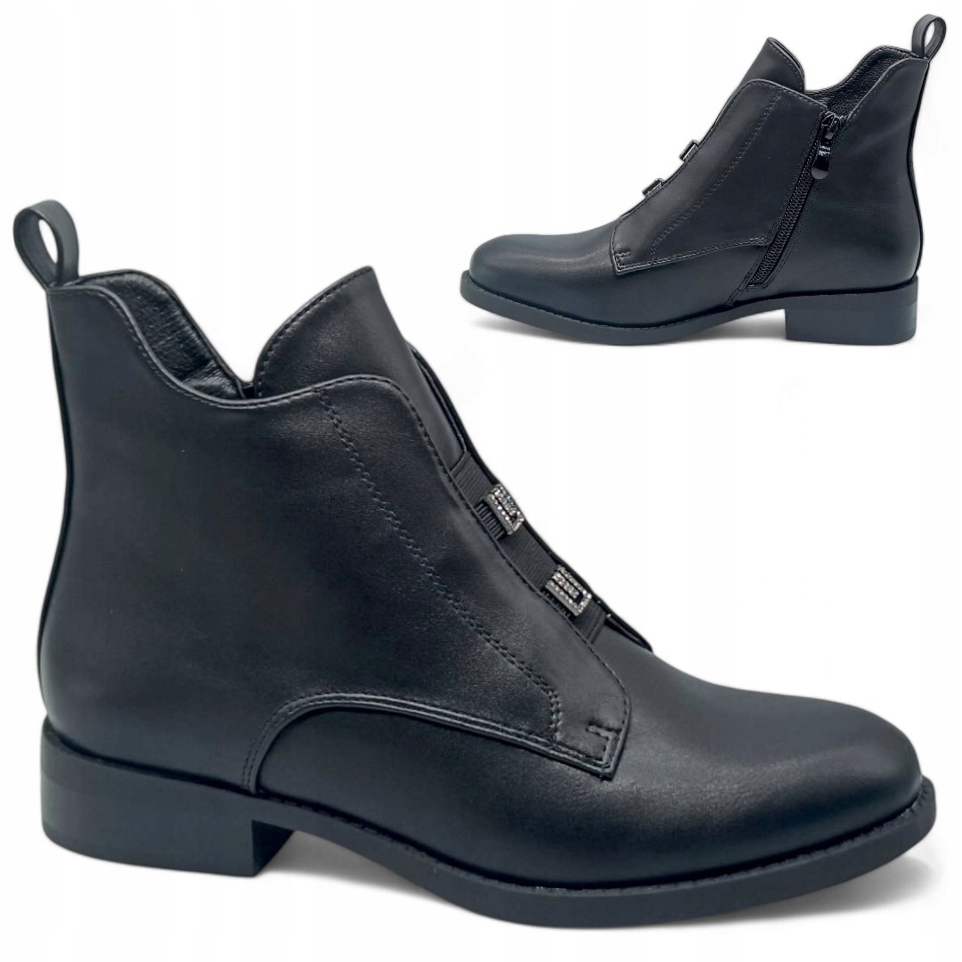 Dámské boty kotníkové boty podzimní 37 ploché Elegantní Černé zateplené Barski