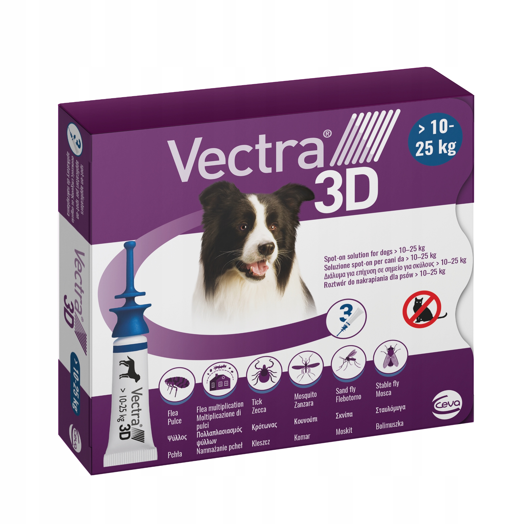 Krople na pchły i kleszcze dla psa Ceva Vectra 3D 10-25 kg 3 pipety