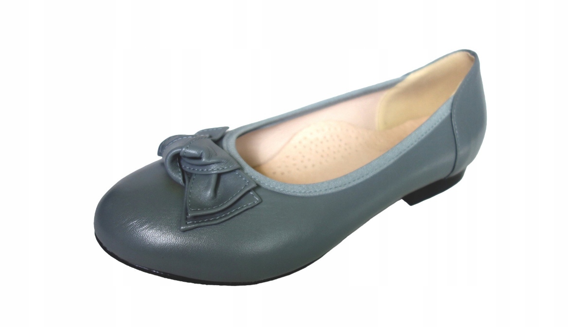 

Skórzane Baletki Popiel Szerokie G 45