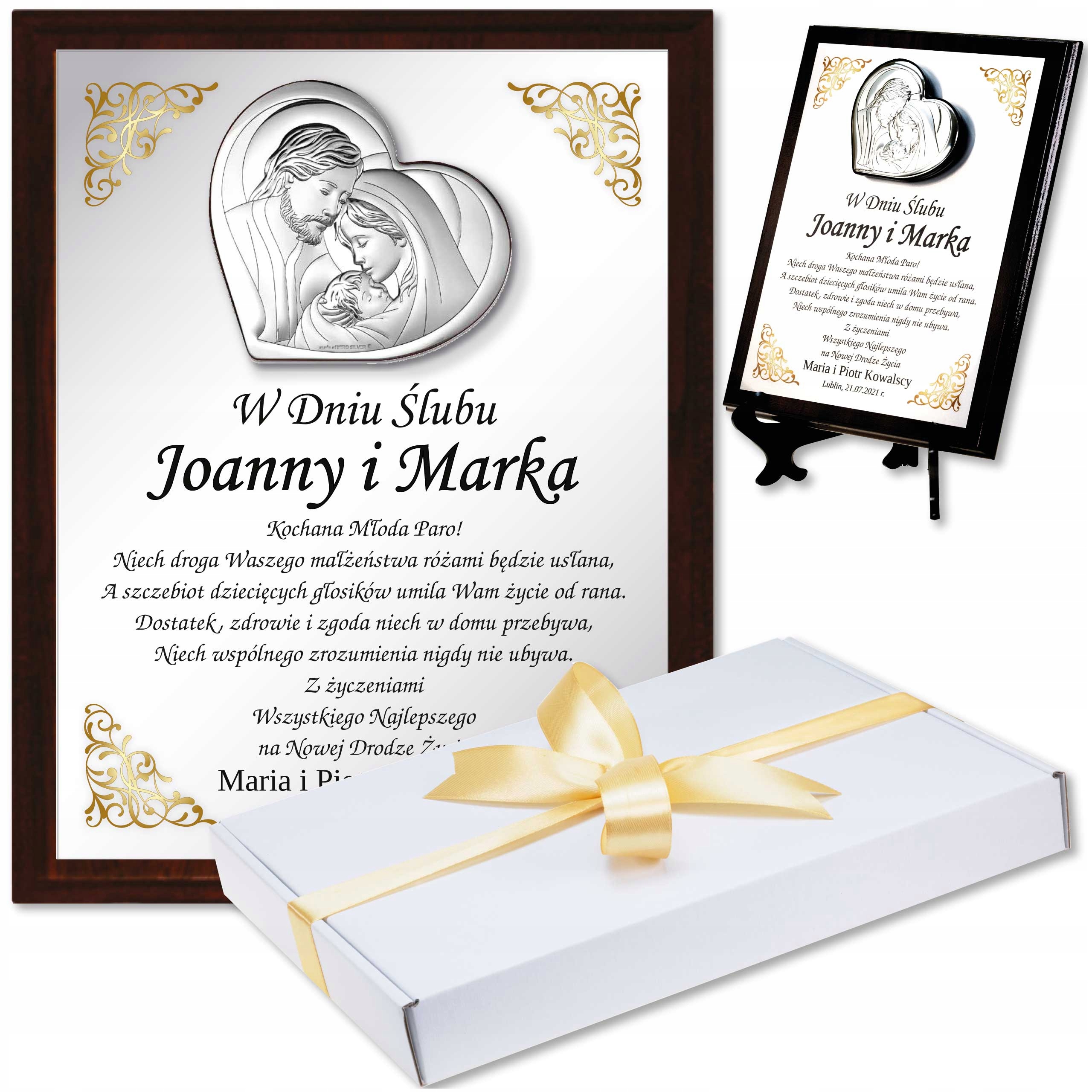 na Ślub Ślubny Życzenia dla Młodej Pary Pamiątka Wesele XL +pudełko
