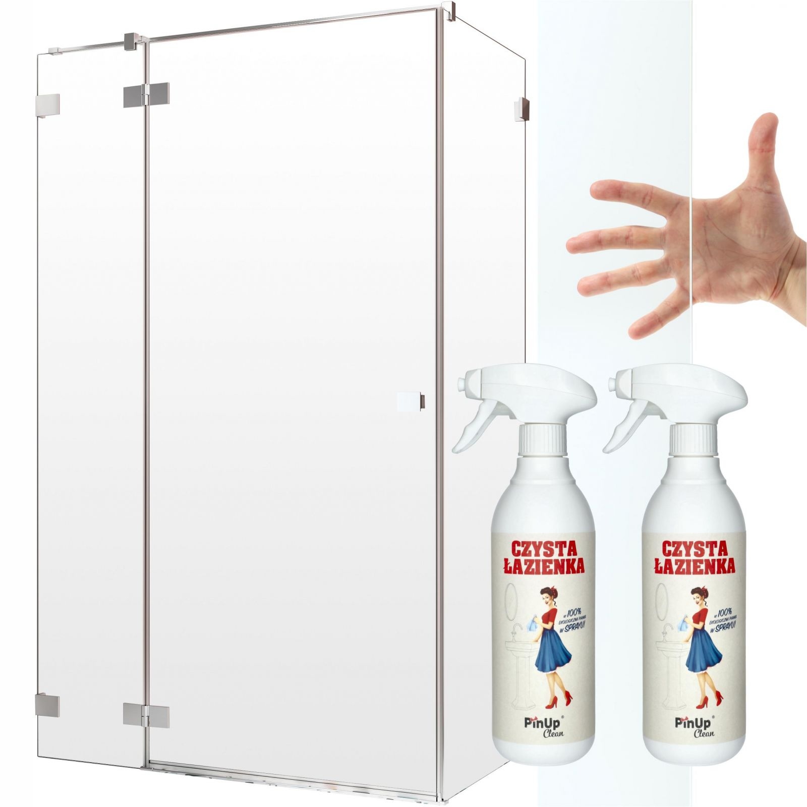Kabina prysznicowa narożna szklana 110x120L czyst pianka czyszcząca PinUp