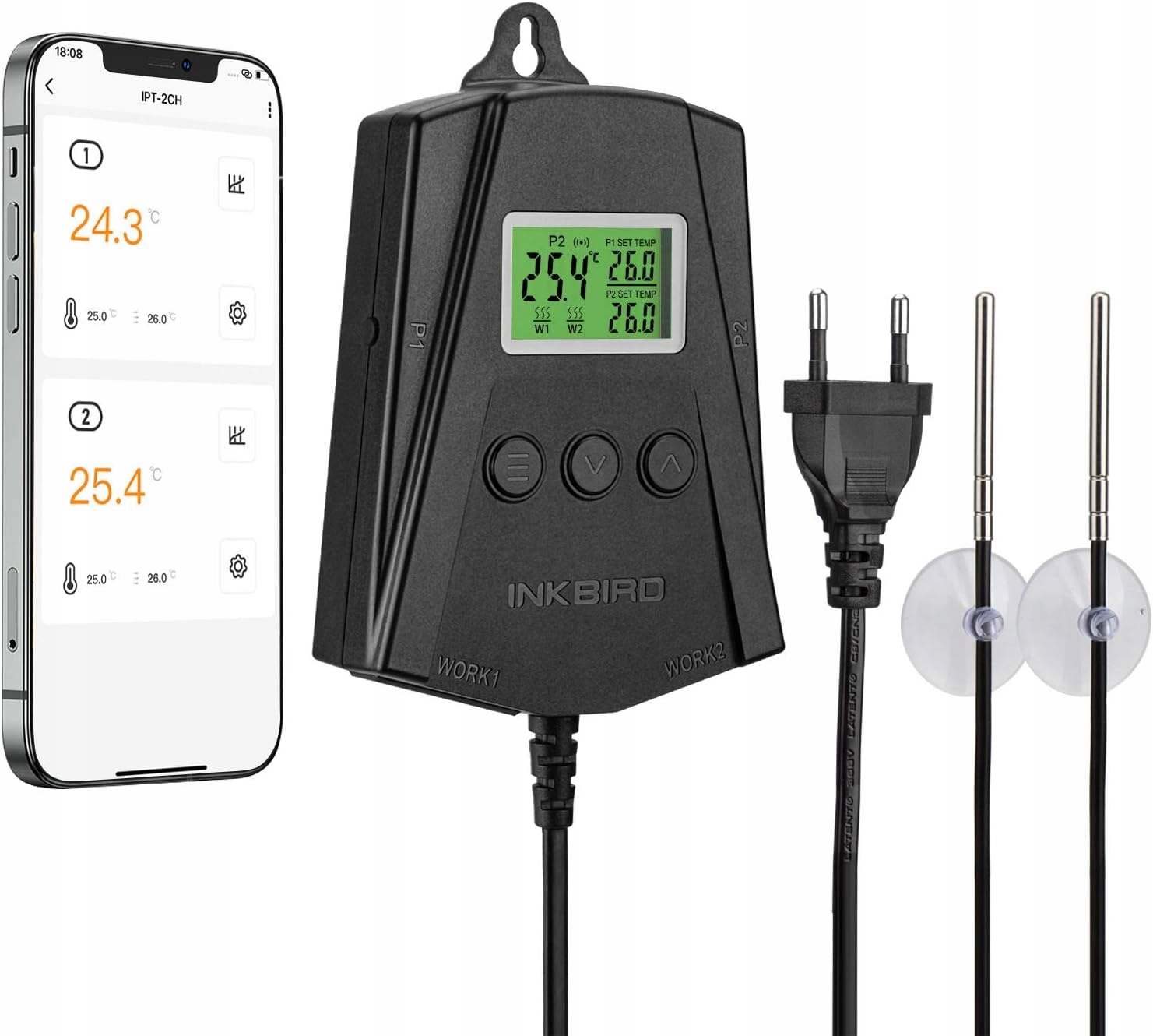 Kontroler temperatury Inkbird WiFi termostat IPT-2CH do mat grzewczych