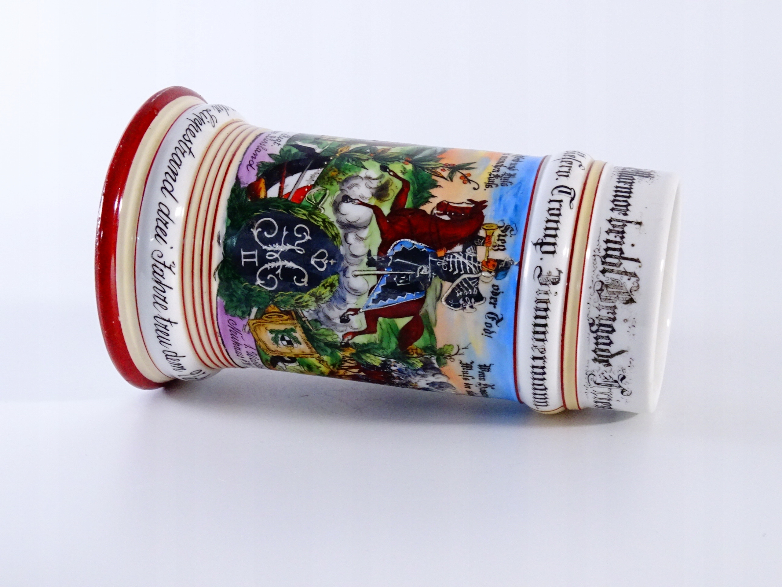 Porcelánový Pivní Sklenice Rezervní Huzači 1908 rok