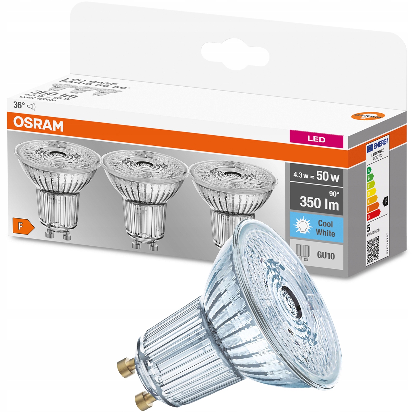 

Żarówka Led GU10 4,3W 50W 350lm 4000K Osram 3PAK