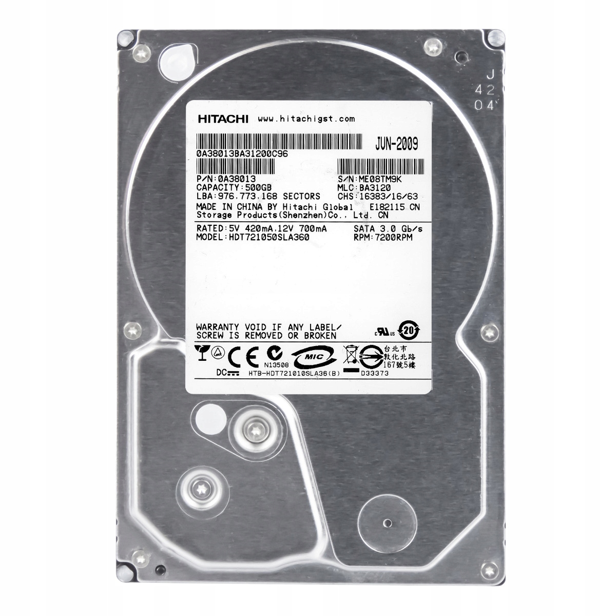 DeskStar 7K1000.B 500GB 7.2K 16MB Sata II 3.5'' HDT721050SLA360