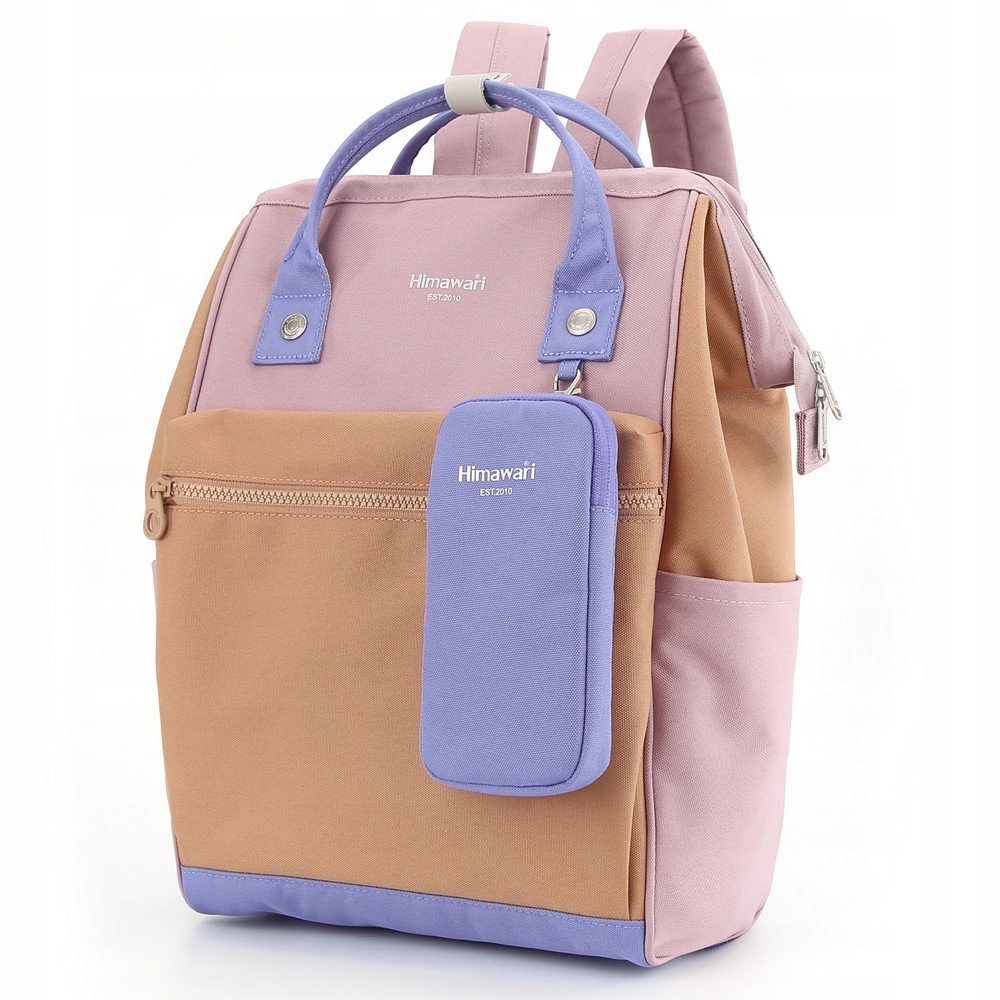 Damski plecak szkolny Himawari 1027 na laptopa 15 etui wrzosowo-camelowy