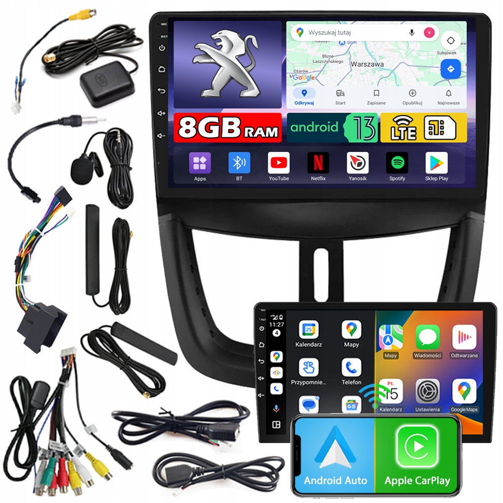 Autorádio Ncs ZQ9 Peugeot 207 2006-2013 Android Navigace 8GB Lte