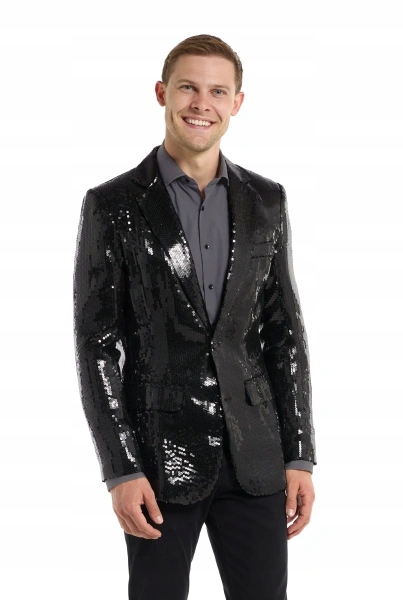 Kostým Sako Pánský Černý Flitry Suitmeister Deluxe Karneval XL