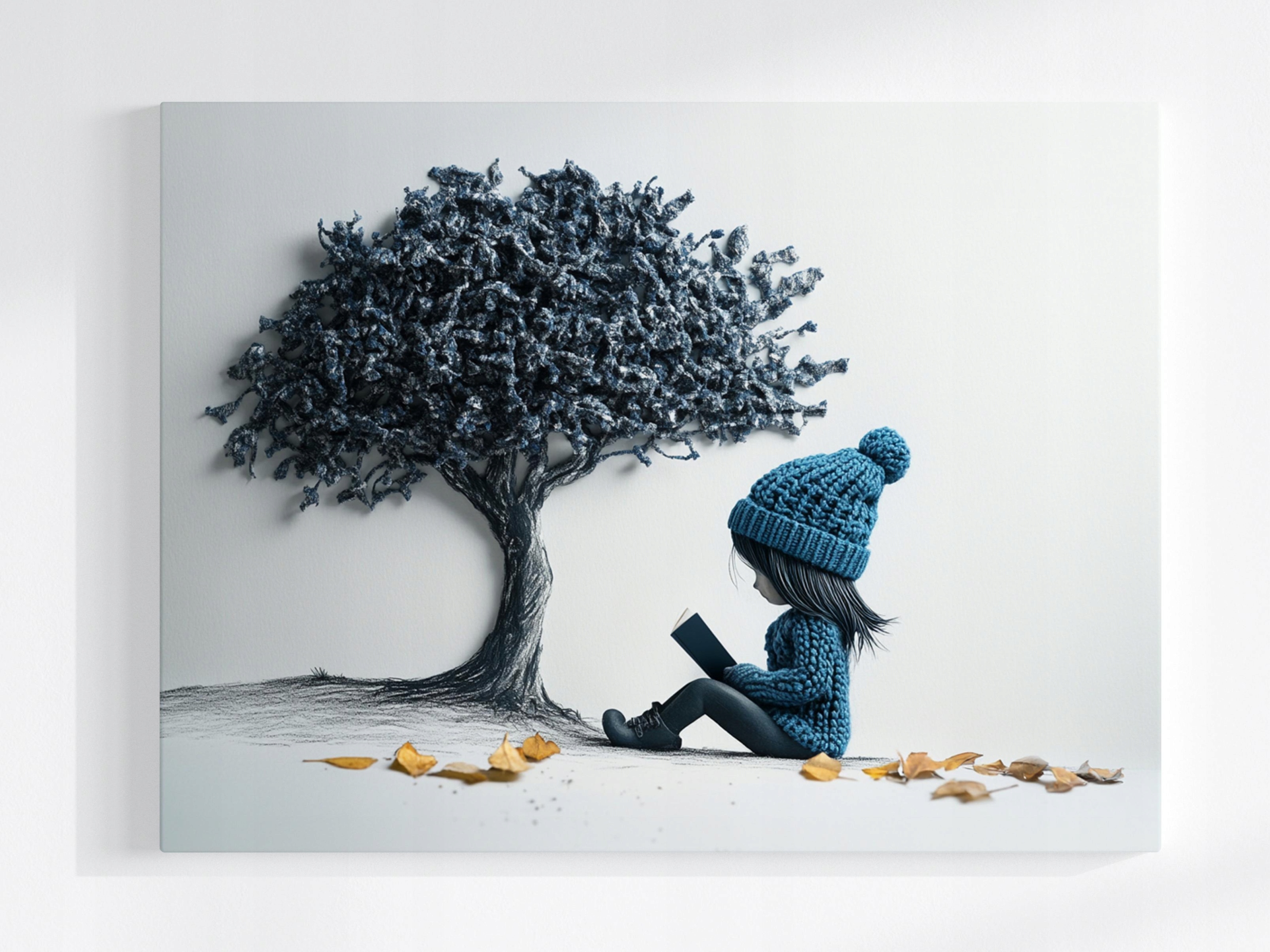 Obraz Na Plátně Canvas Dívka Dítě Kniha Strom Podzim 3D 80x60