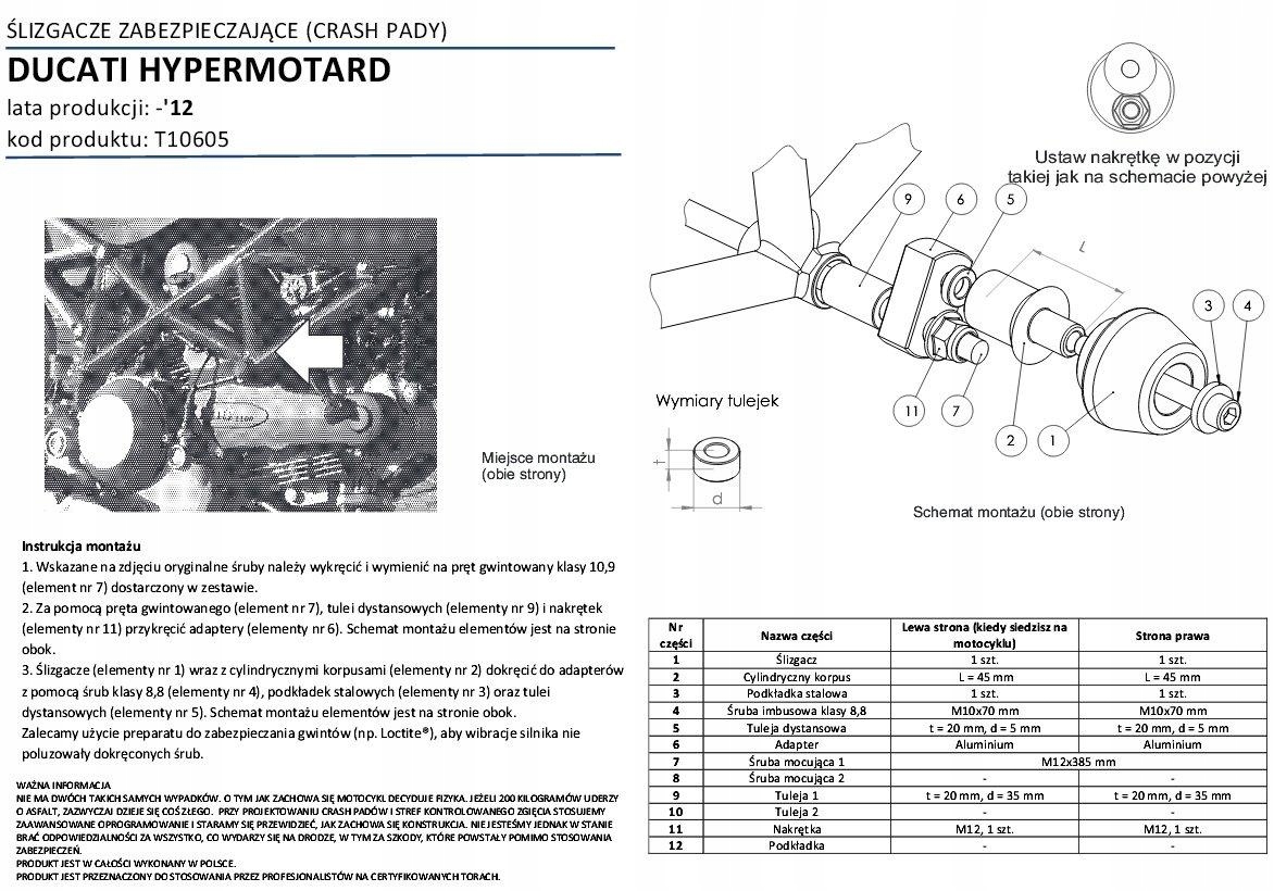 CRASH PADY RENNER DUCATI HYPERMOTARD 796 1100 Producent Renner