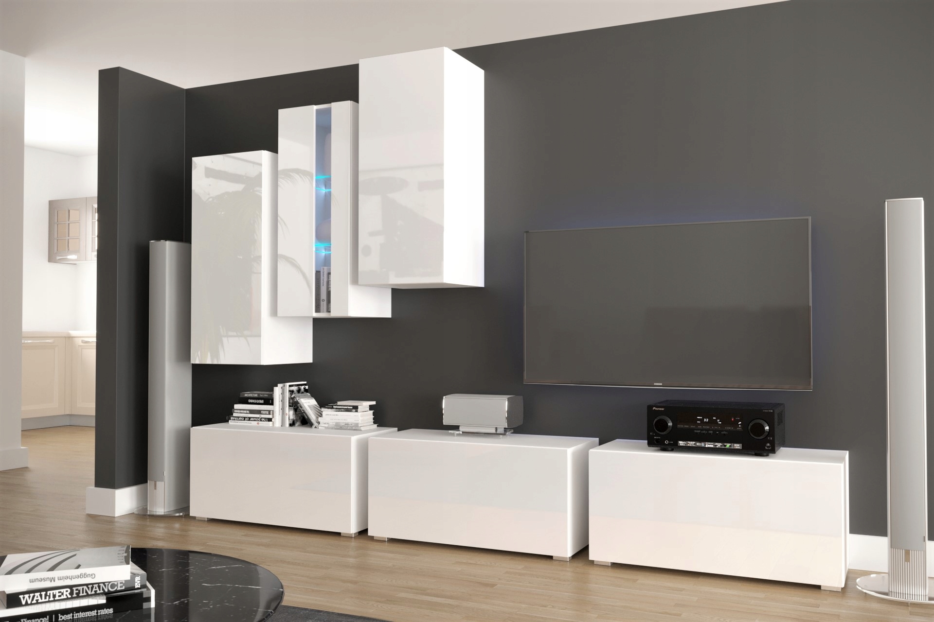 Nábytek do obývacího pokoje Nábytková Stěna Bílý Lesk FMB5