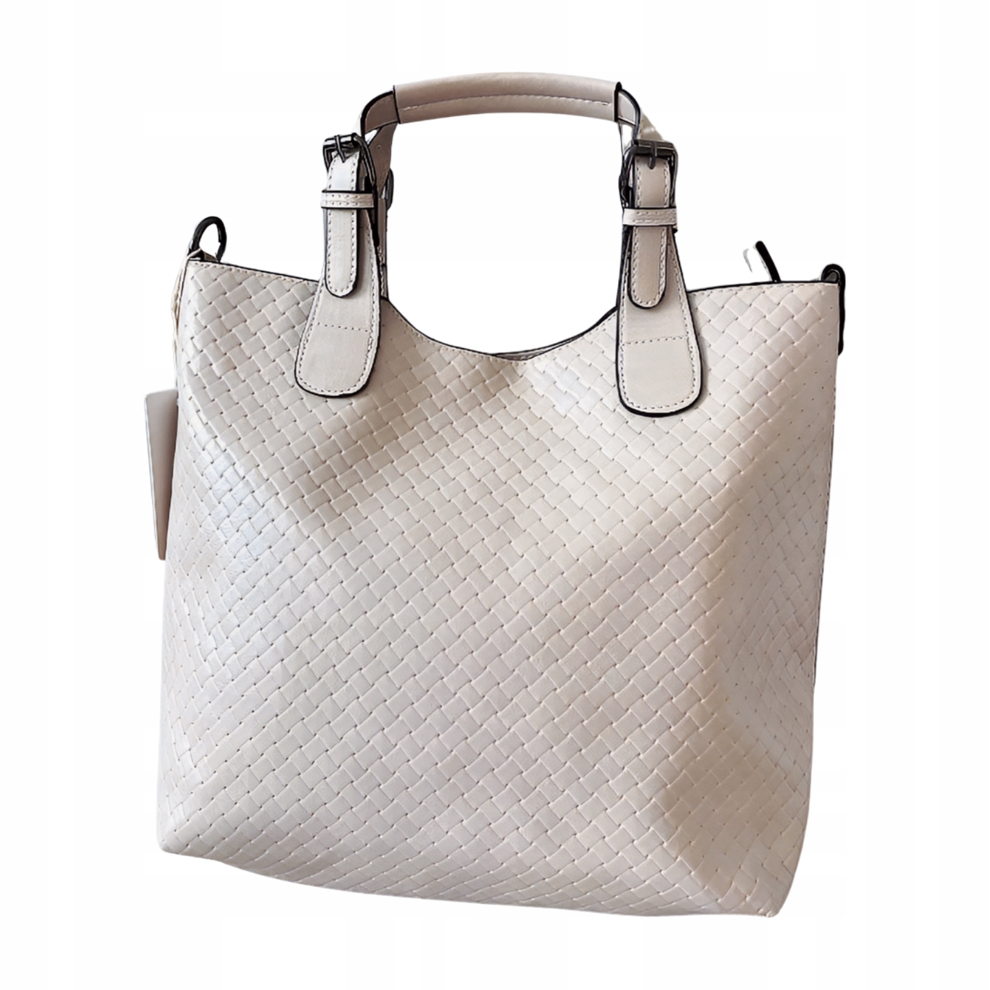 Ines Delaure kabelka shopper světle béžová s propletením