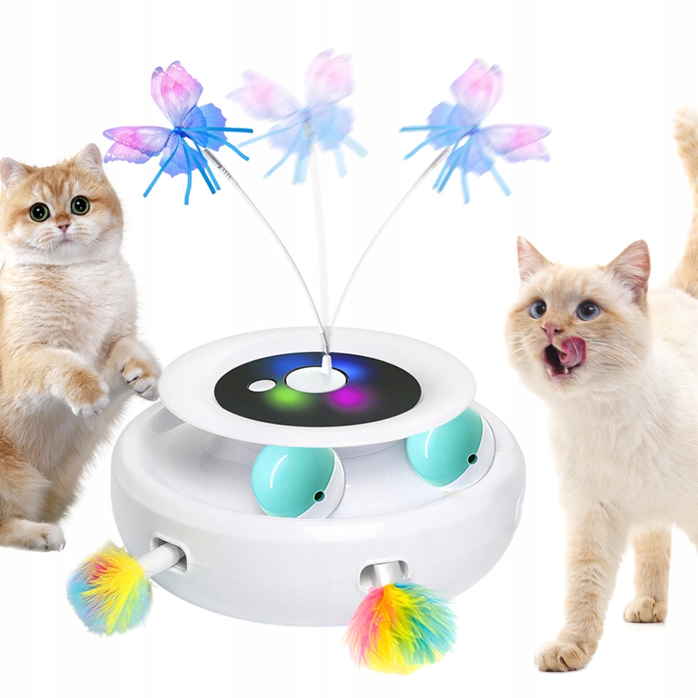 Hračka Pro Kočky Senzorická S Časovačem, Peřím A Motýlem