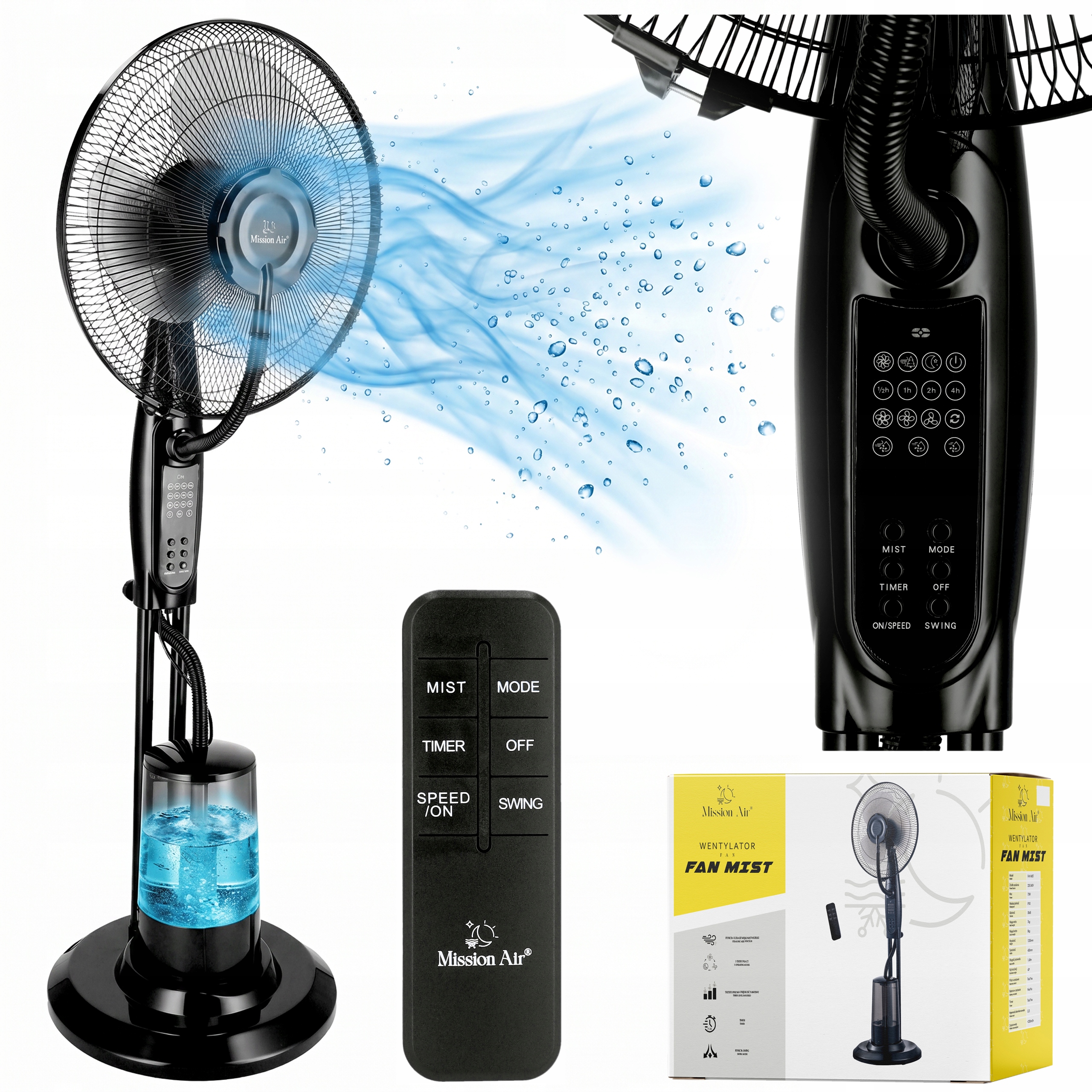 Podlahový Ventilátor stojanový ventilátor Ventilátor Mist oscilácia diaľkový ovládač Vodná Hmla
