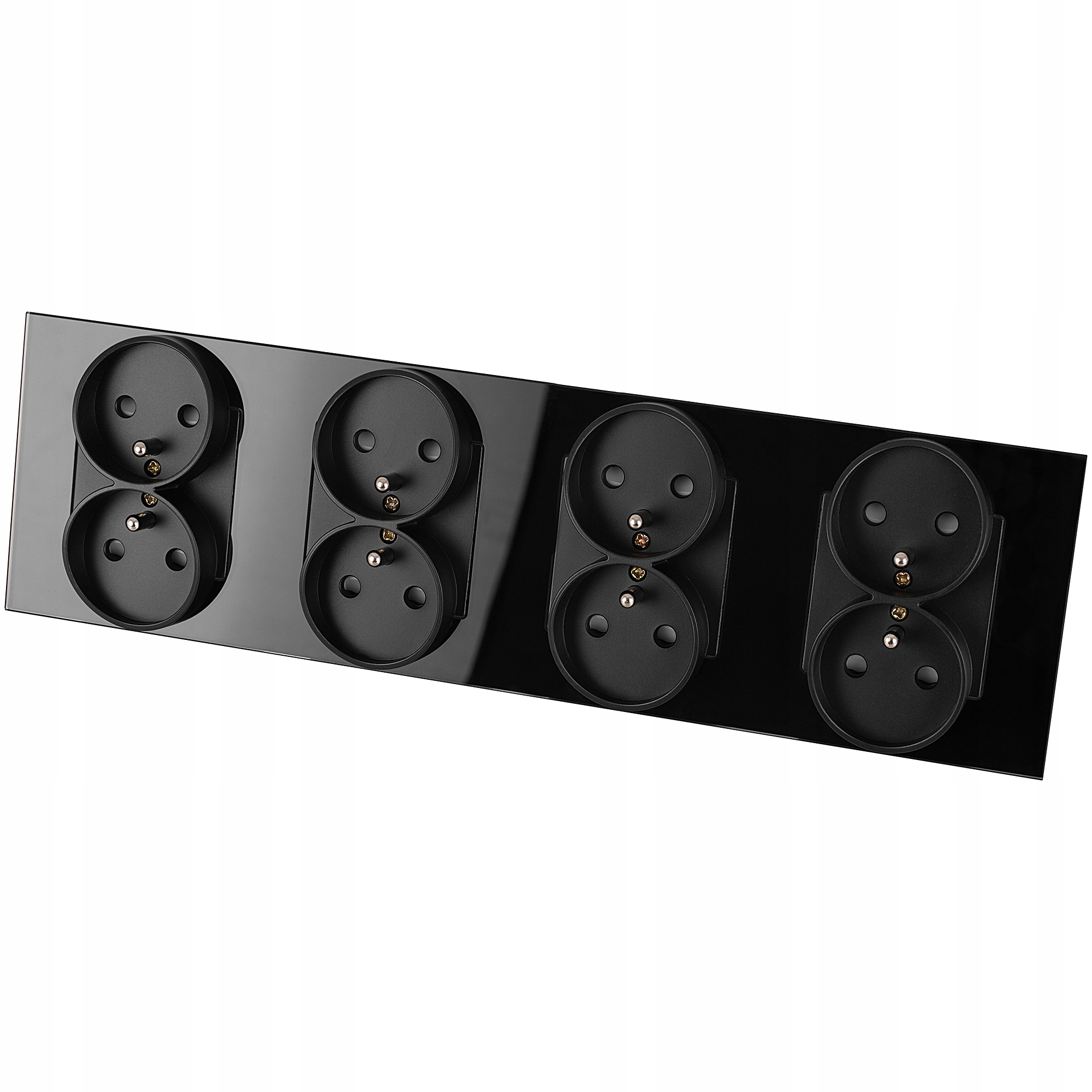 Zásuvka Čtyřnásobná Skleněná Černá Sada Rámeček Čtyřnásobná a 4x Zásuvka Miuun