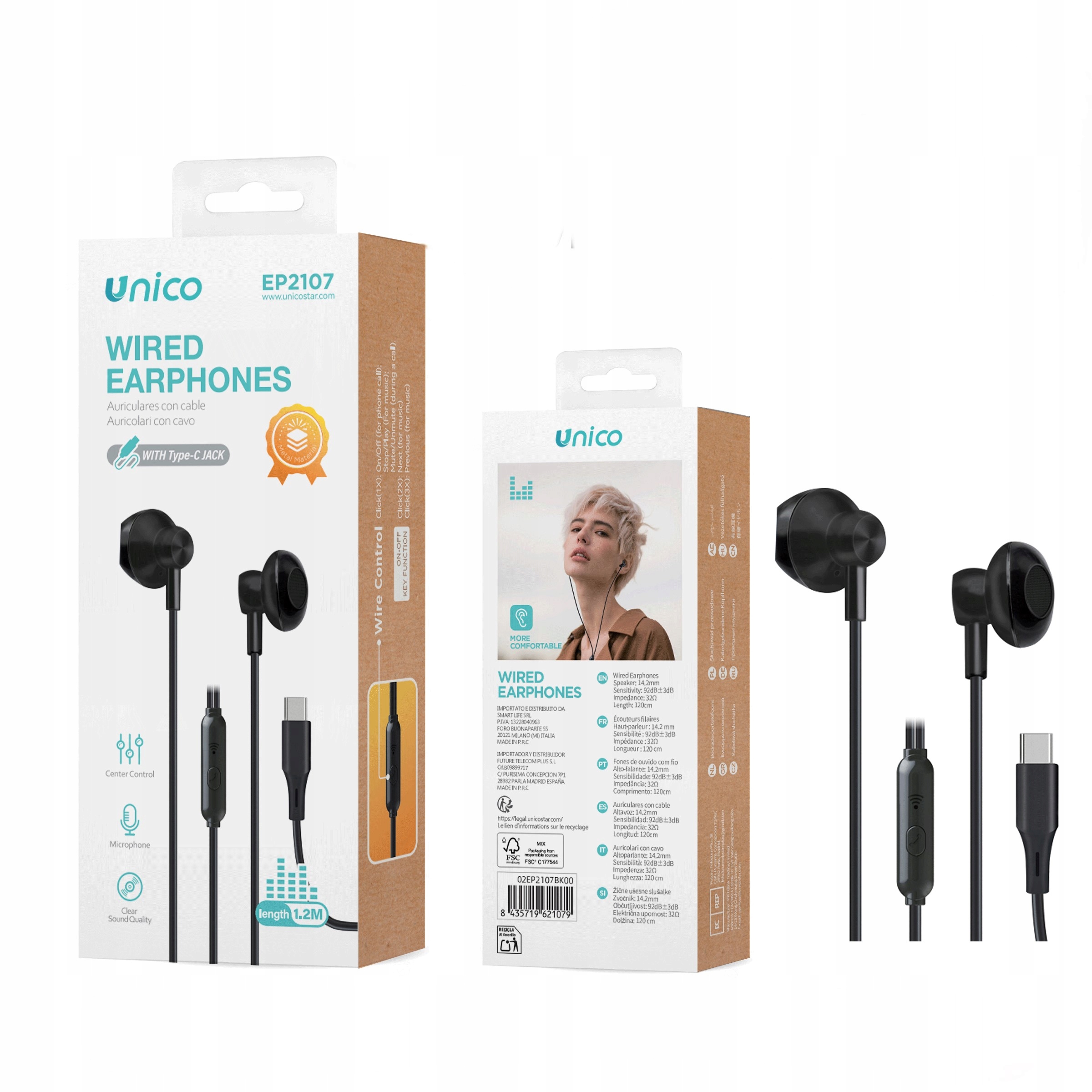 Słuchawki Przewodowe Douszne Z Mikrofonem Usb-c 1.2M