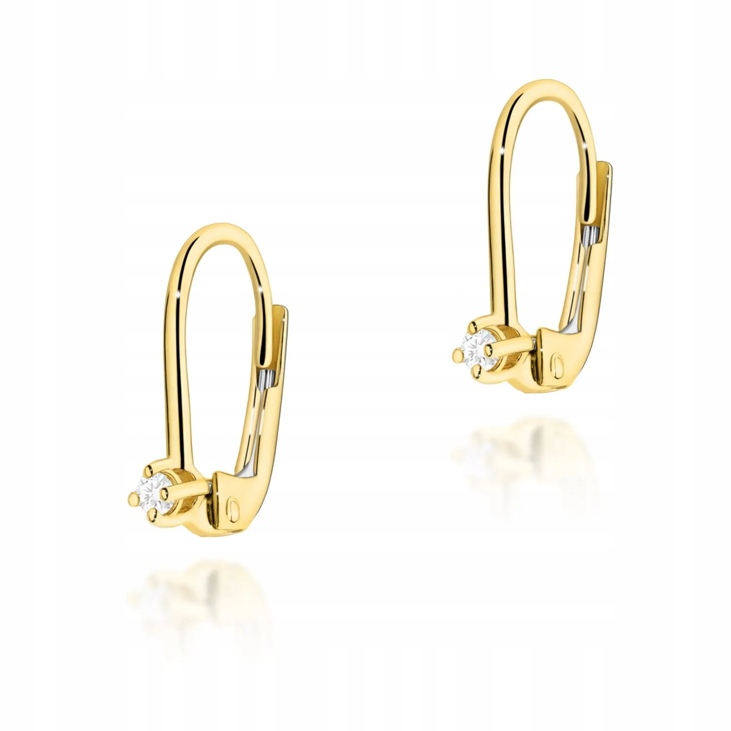 Złote kolczyki z brylantami diamenty 2 x 0,03ct żółte złoto pr. 585