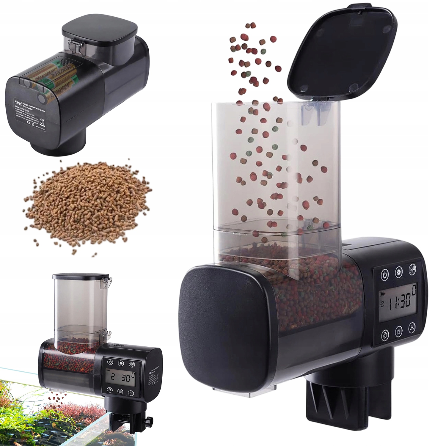 Levně Automatické Krmítko Pro Ryby A Akvária 500 ML LCD Pro 6 Krmení Denně