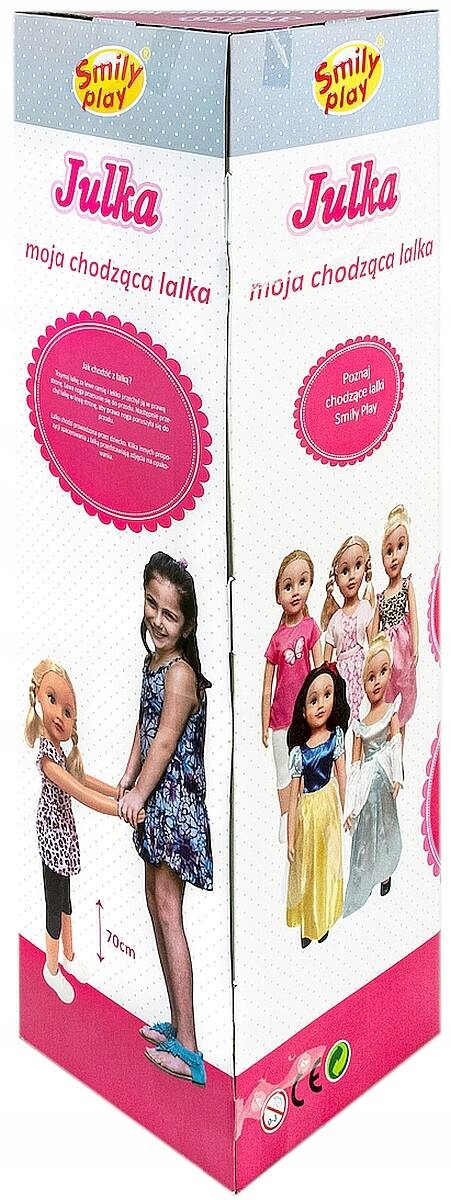 DUŻA LALKA CHODZĄCA CHODZI ZA RĘKĘ 70cm Smily Play Wysokość produktu 70 cm