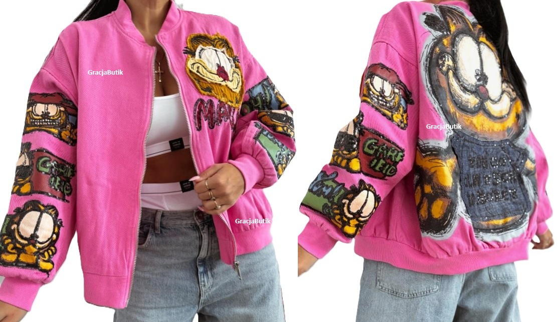 kurtka Garfield bomberka overrsize katana Różowa