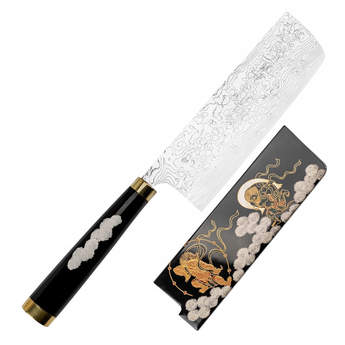 Takeshi Saji Art Fujin Raijin Kuty R-2 Japonský nôž Nakiri 17 cm a Saya
