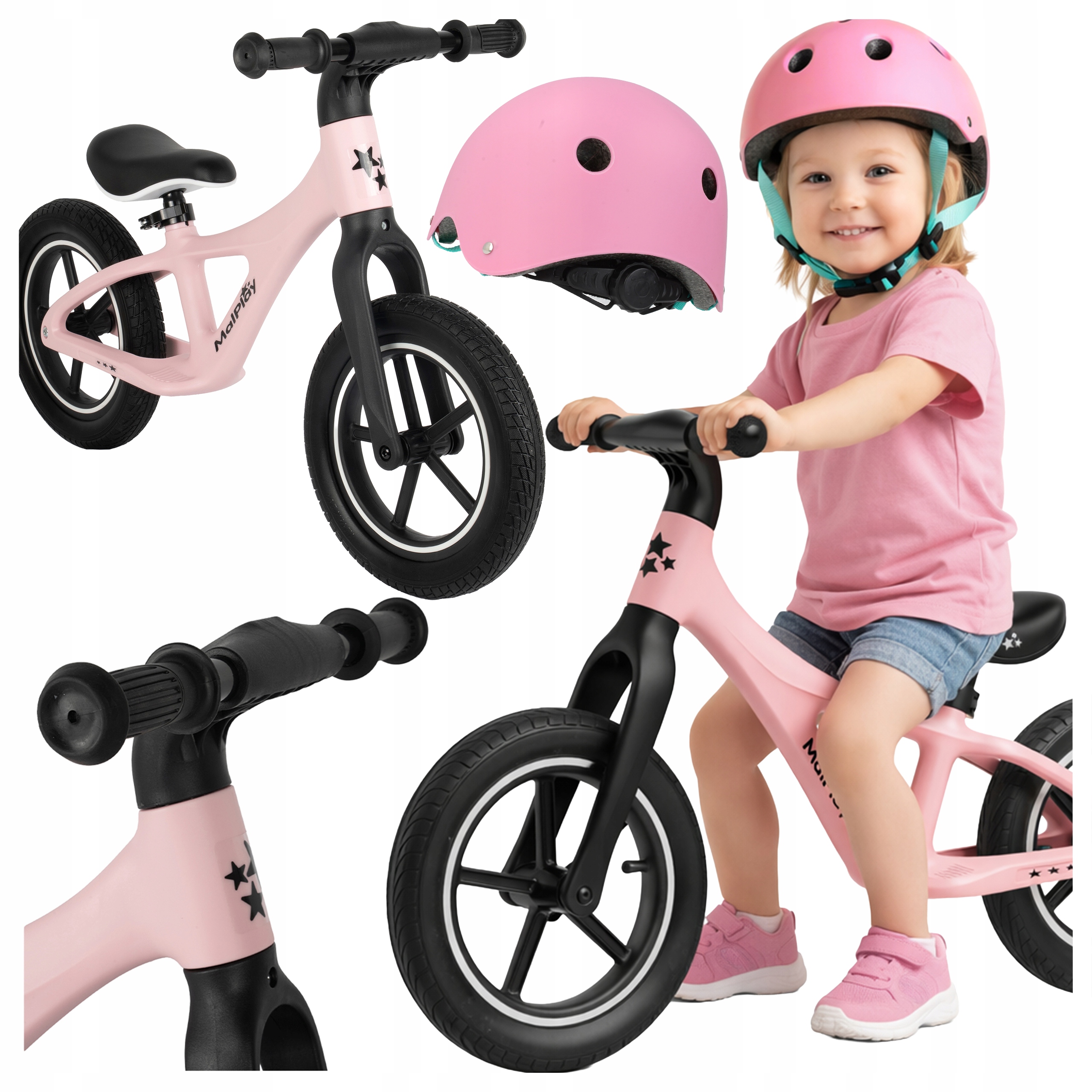 Sportowy rowerek biegowy dla dzieci dla 2 latka dziecięcy zestaw z kaskiem