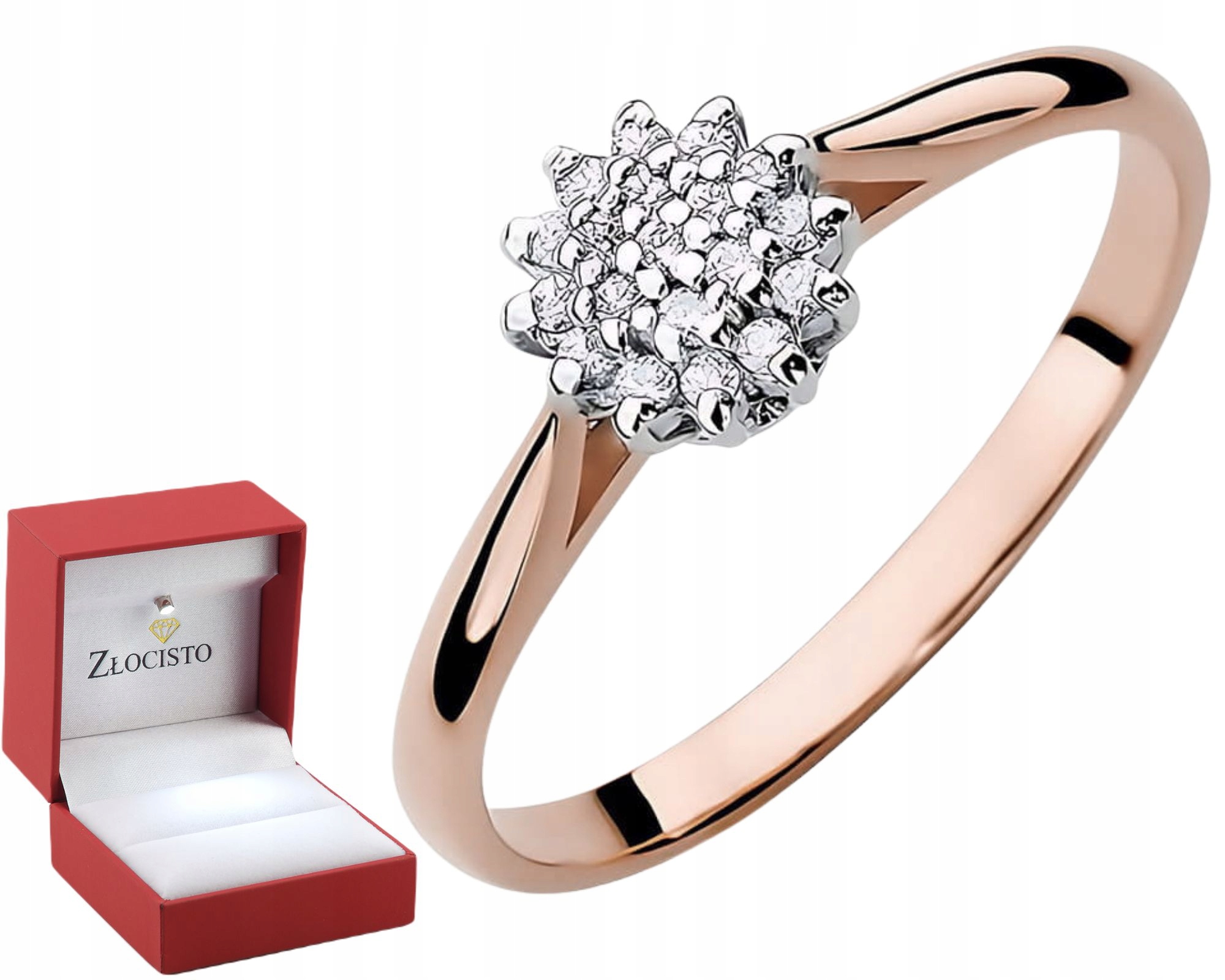 Růžové Zlato Prstýnek Diamanty Lab Jako Dárek Drť 585 14K