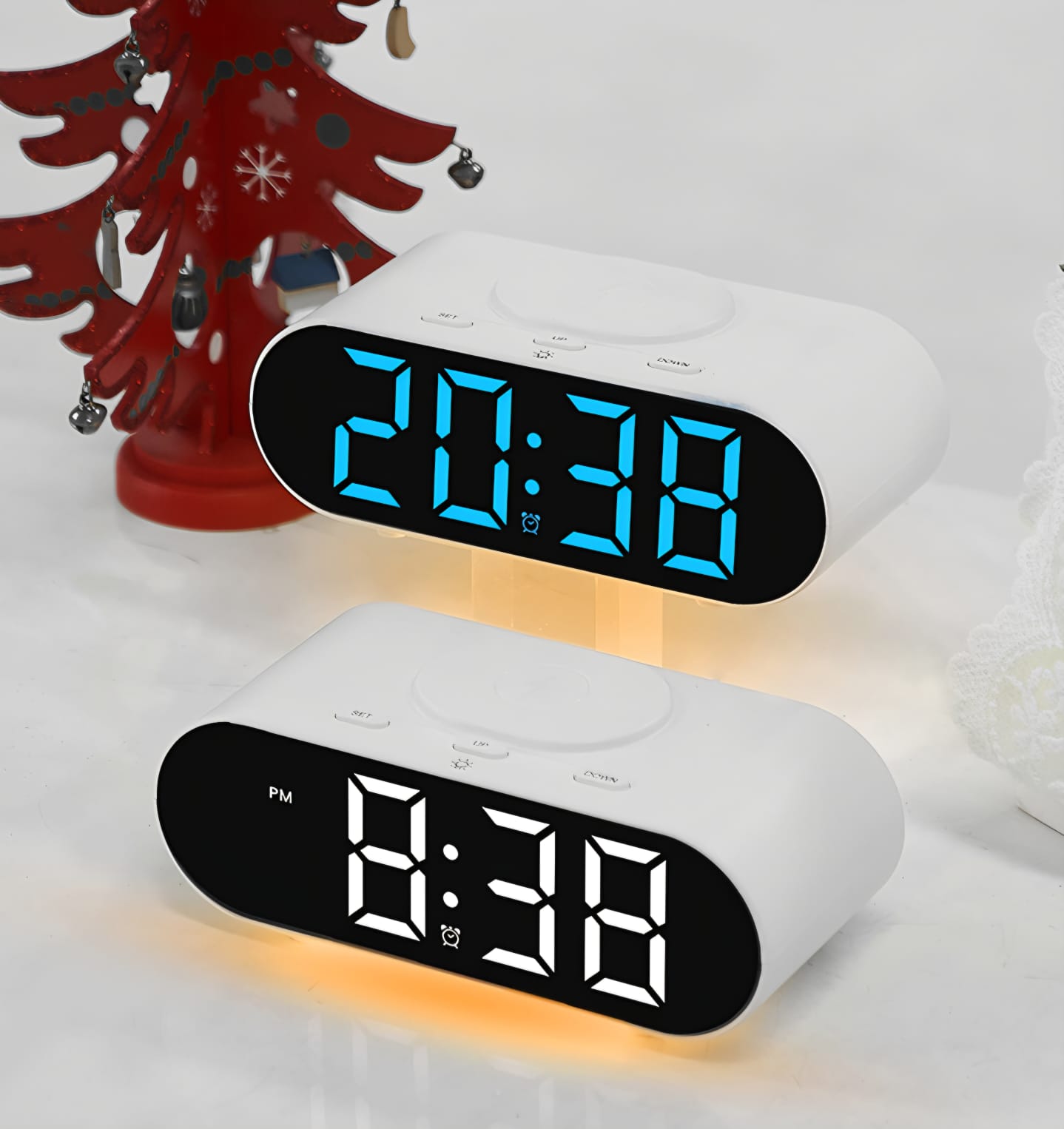 Moderní budík s indukční nabíječkou Noční Lampa