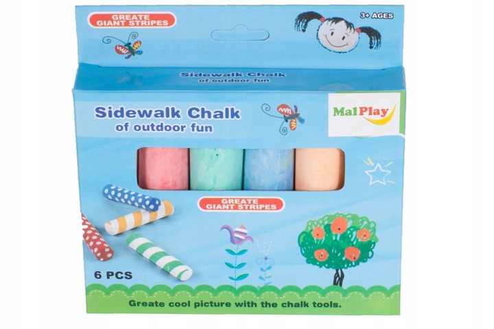 KOLOROWA KREDA DO RYSOWANIA TABLICY KOSTKI ZESTAW 6 SZTUK KOLORÓW Marka MalPlay