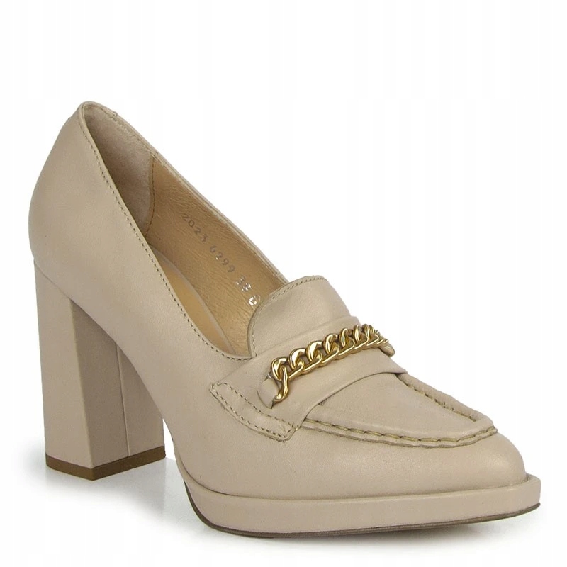 Simen 6299A Lodičky Sloupek Kůže Lico Béžová 40