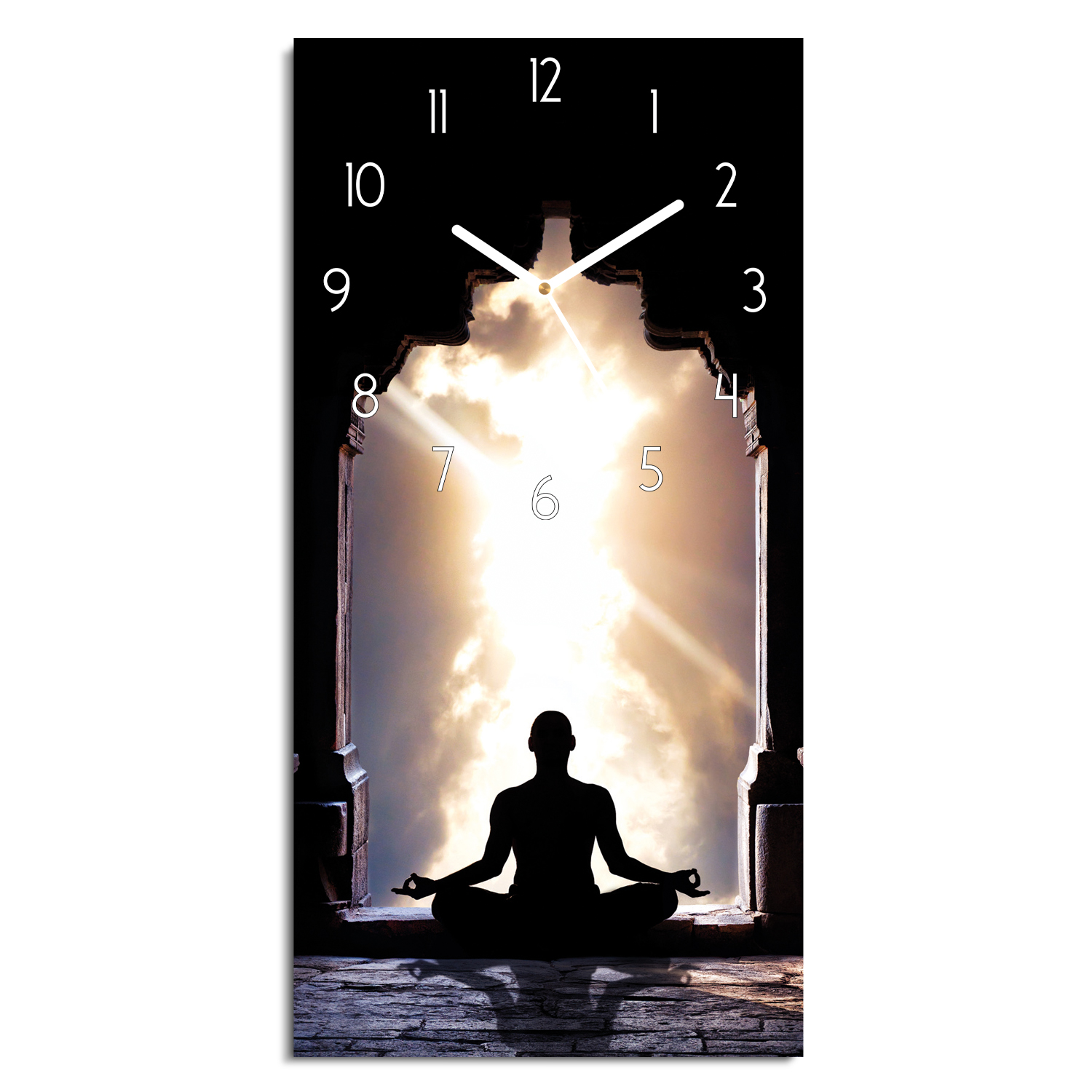 hodiny s grafikou Meditace jóga do obývacího pokoje 30x60