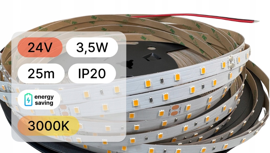 Led Páska 24V Smd 3,5W 64LED IP20 3000K 130lm/W 8mm 25mb