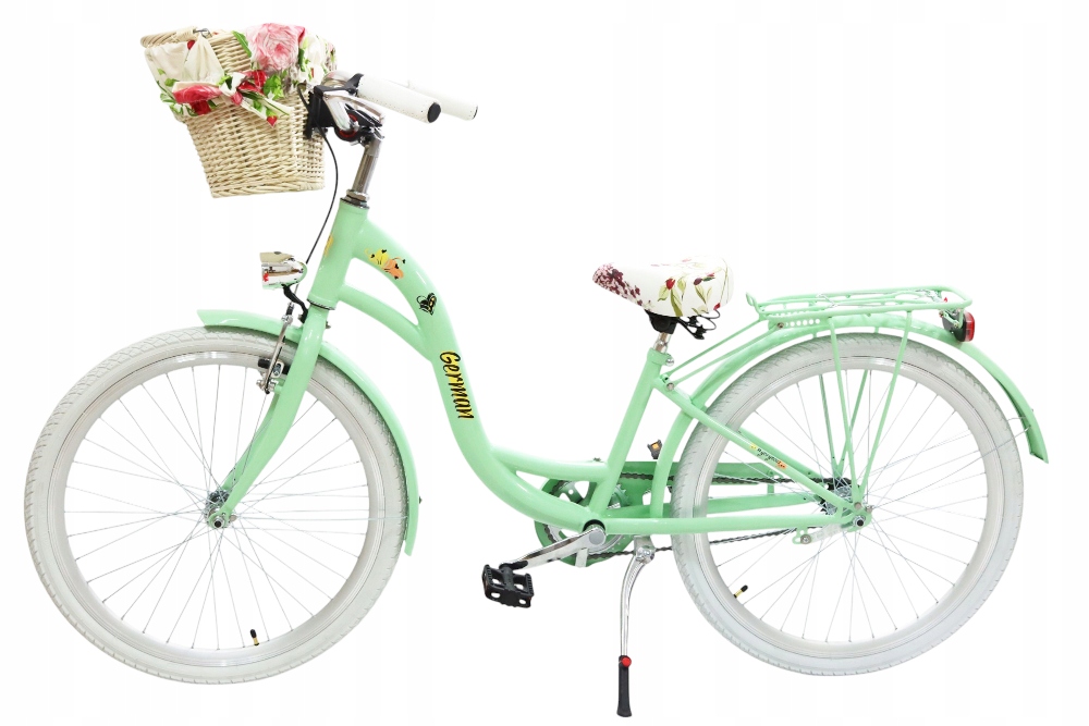 Piękny Miętowy Rower 24 Cale Na Komunię Dla Dziewczynki 1- Biegowy