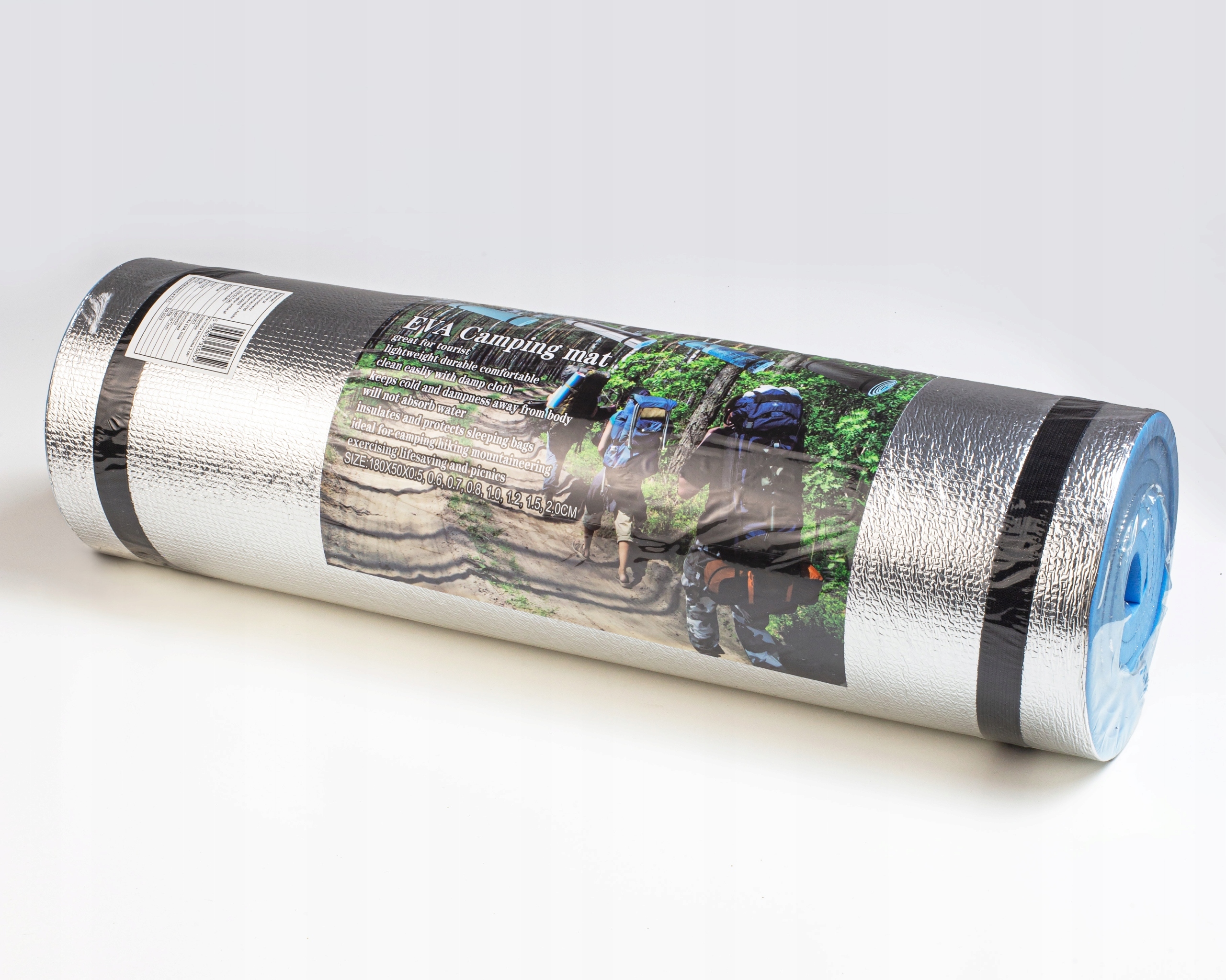 Karimata do Spania Turystyczna Mata Termiczna Aluminiowa Gruba 1cm zwijana Kolor dominujący odcienie niebieskiego