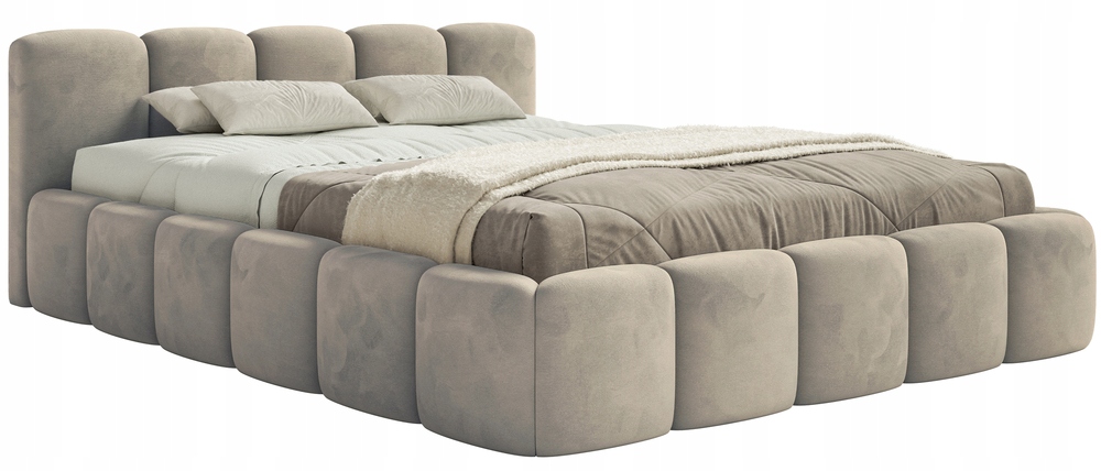 Čalouněná postel 160 x 200 cm Cloudy Low šedobéžová velurová