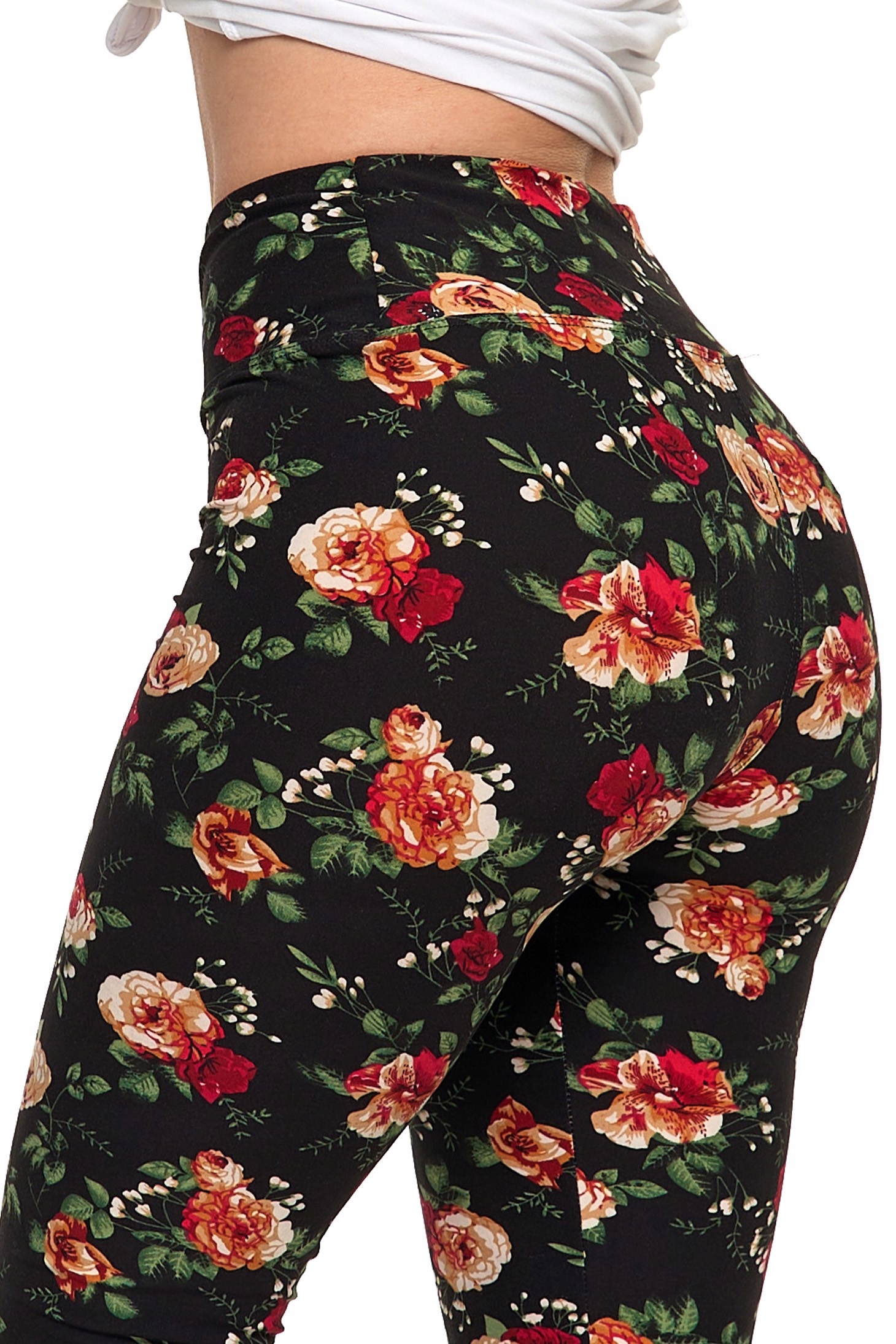LEGGINSY DAMSKIE W KWIATY WYSOKI STAN MORAJ XXL Marka Moraj