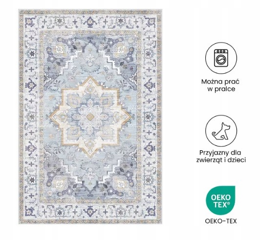 Koberec Měkký Na Praní 190x275 Protiskluzový Odolný Vůči Skvrnám Flexispot