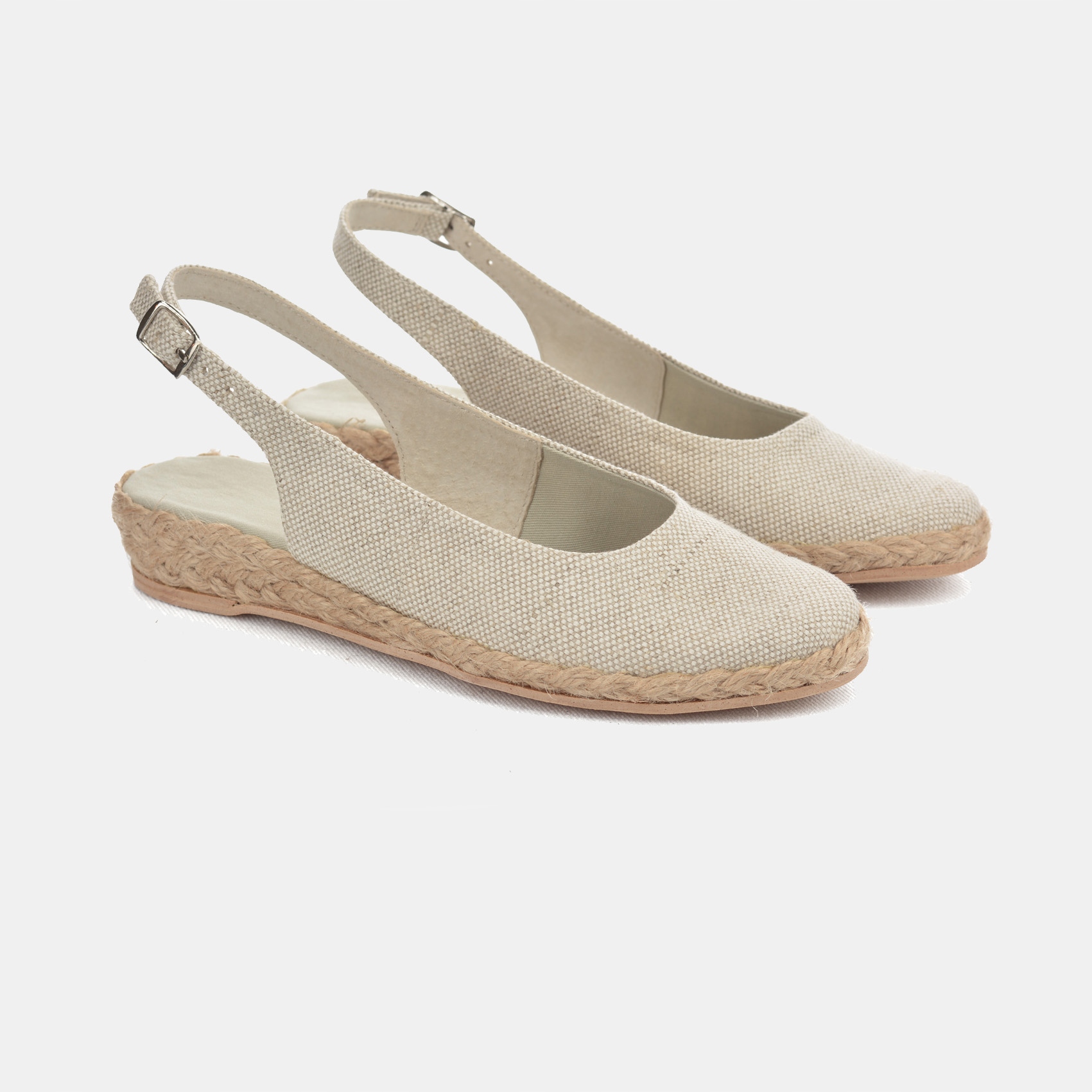 

Espadryle 3cm płaskie odkryte jasny len 37